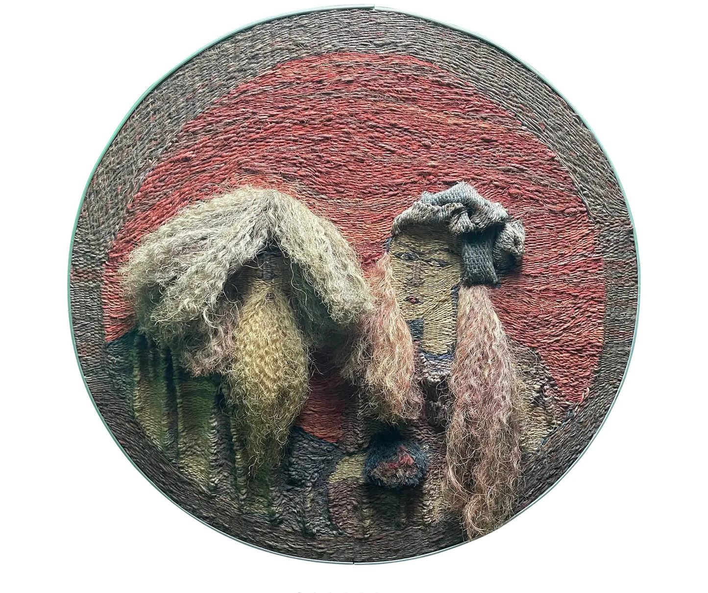 Large Mid-Century Modern Fiber Art Double Portrait by Karlo Djurovich