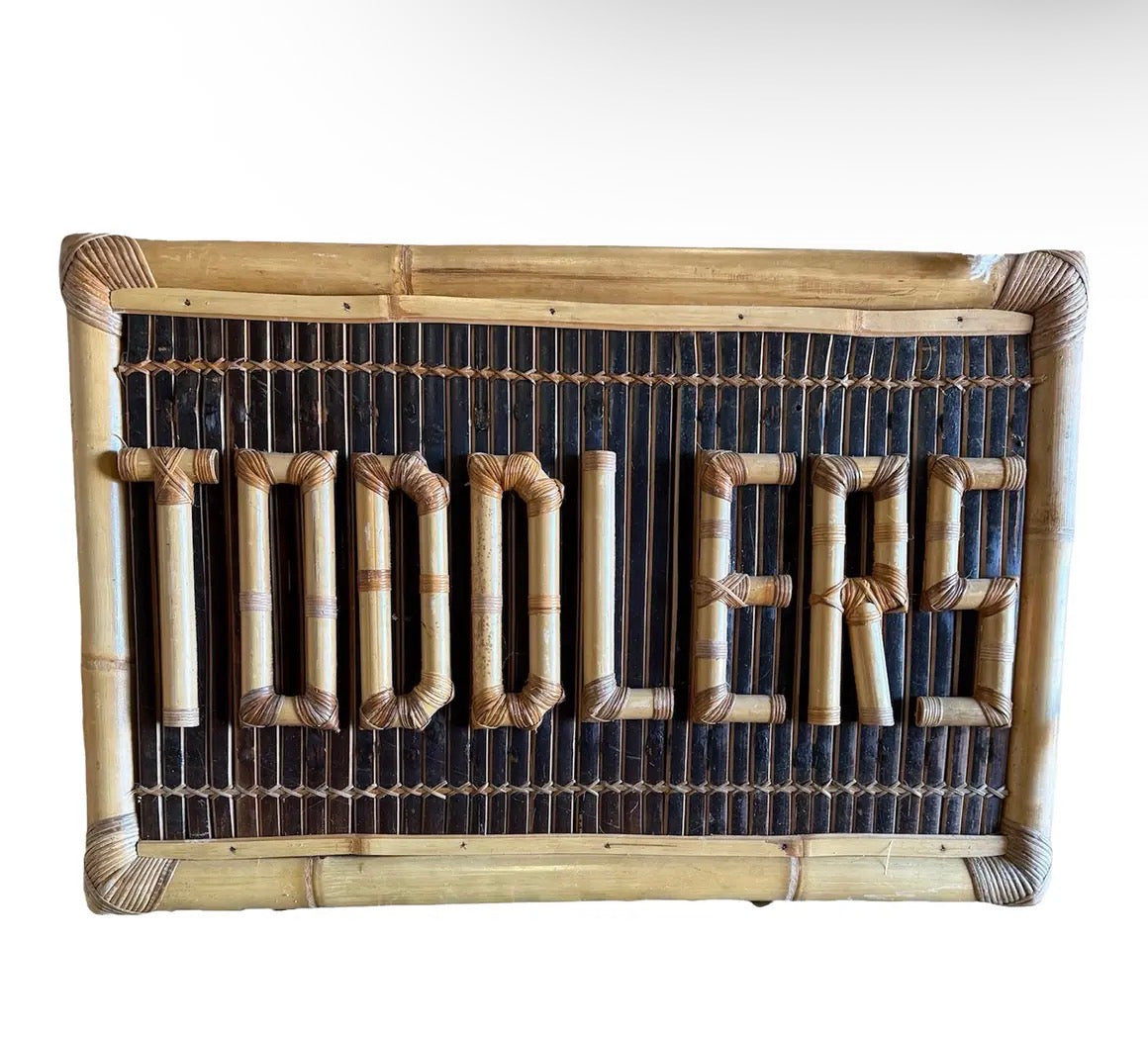 Vintage Coastal Split Rattan "Toddler" Sign