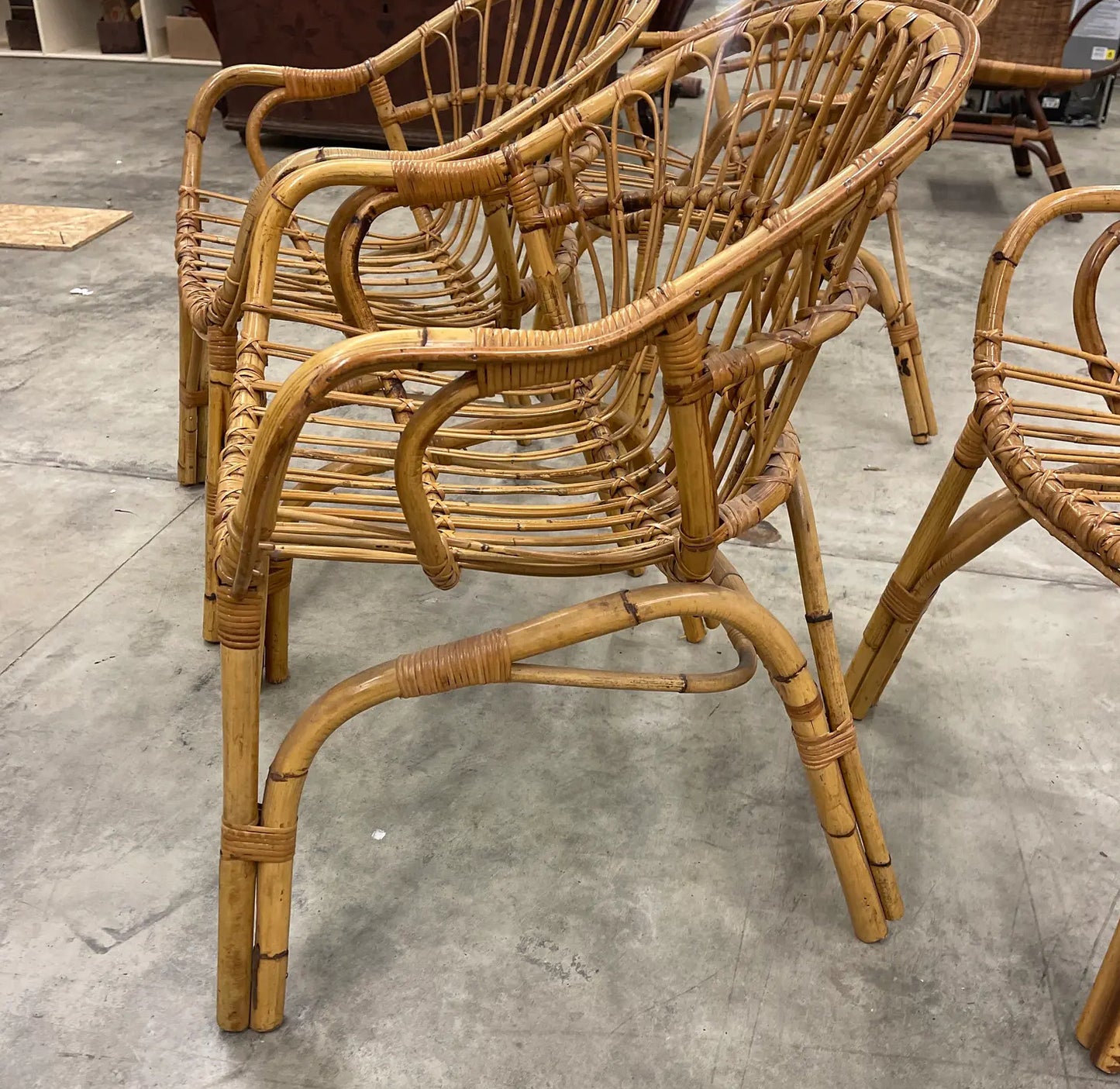 Vintage Rattan Armchairs - Set of 4