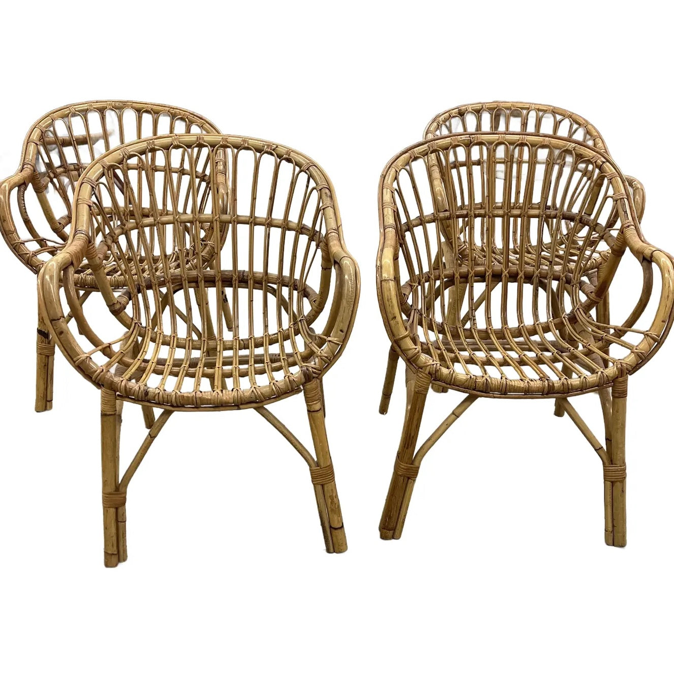 Vintage Rattan Armchairs - Set of 4