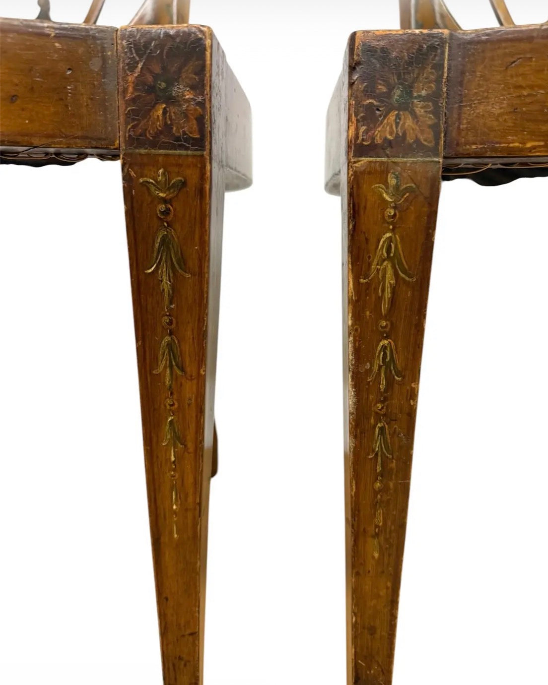 Pair of Antique 19th Century English Federal Hepplewhite Caned Side Chairs