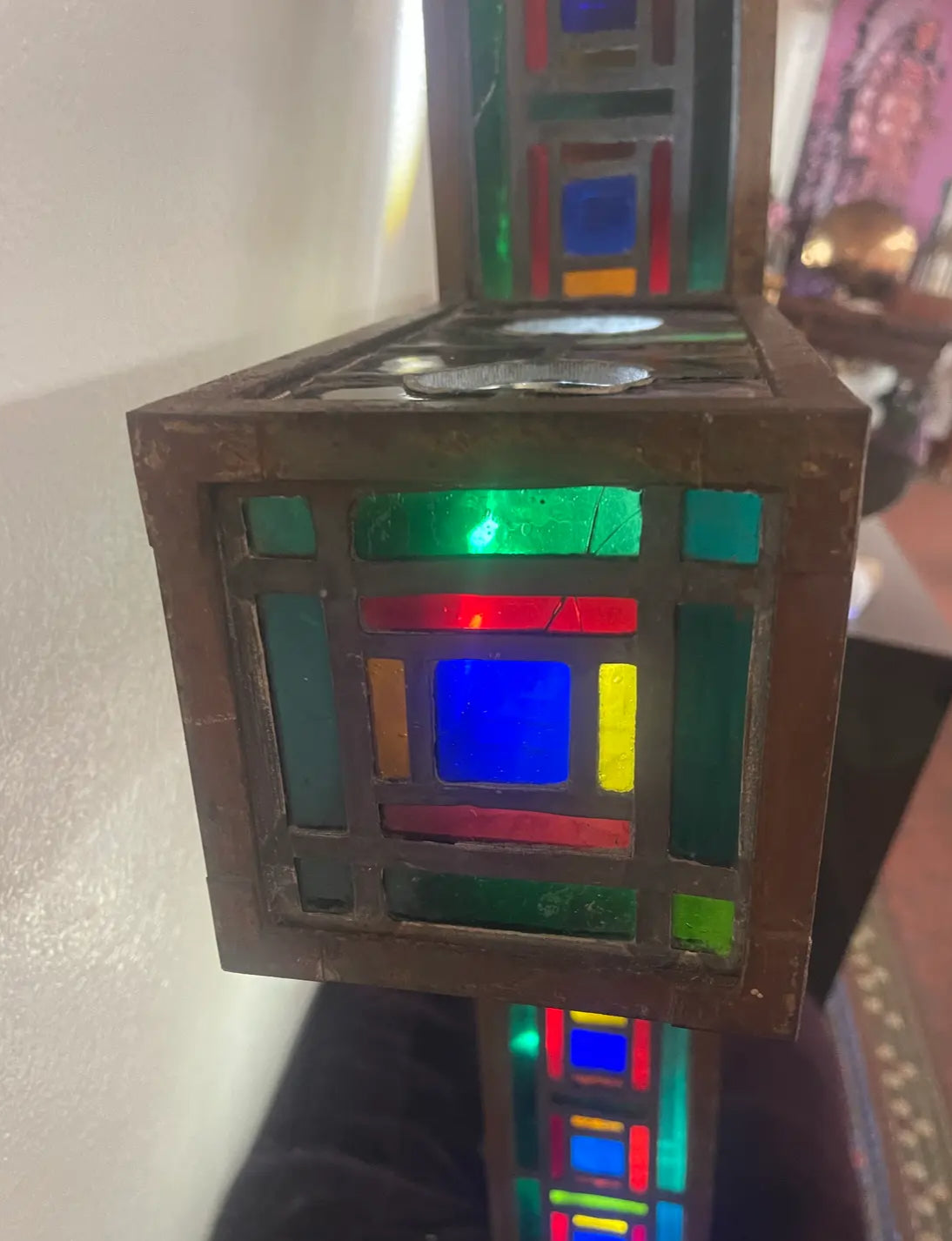 Mid 20th Century Stained Glass Three Dimensional Cross