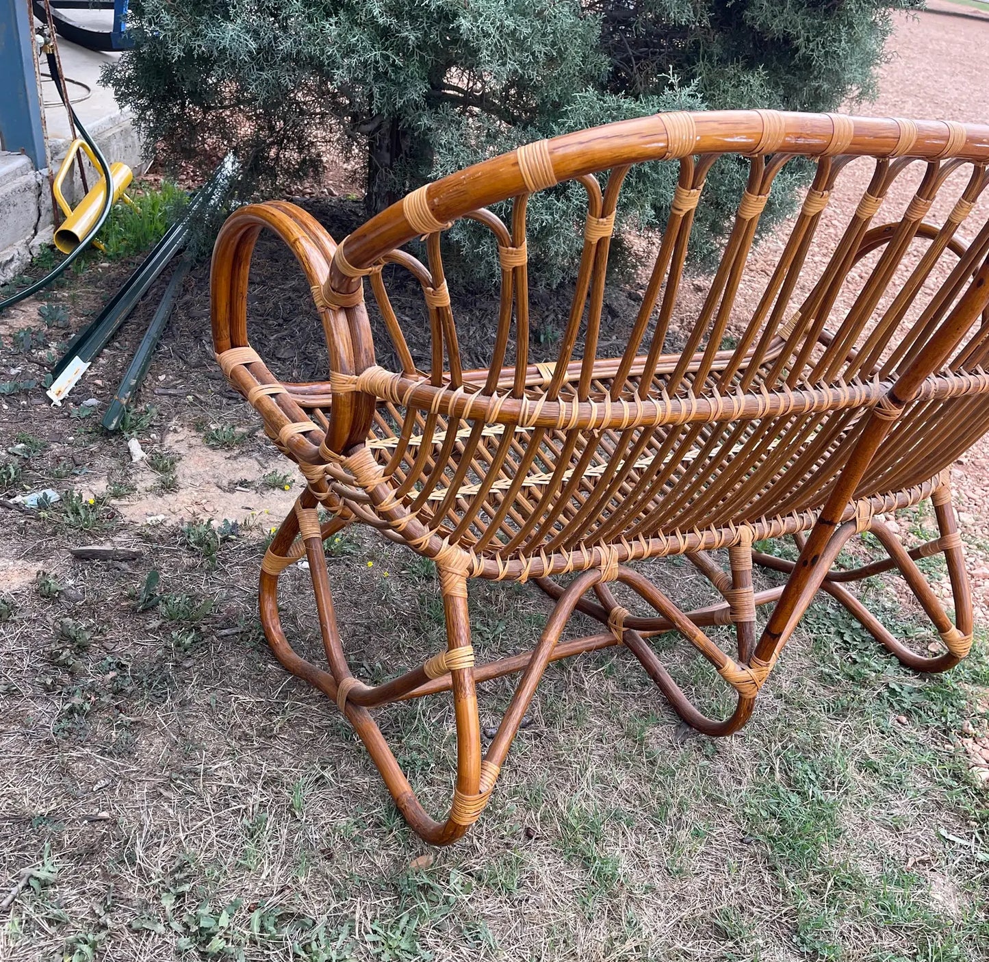 Vintage Ratan Loveseat in the Style of Franco Albini