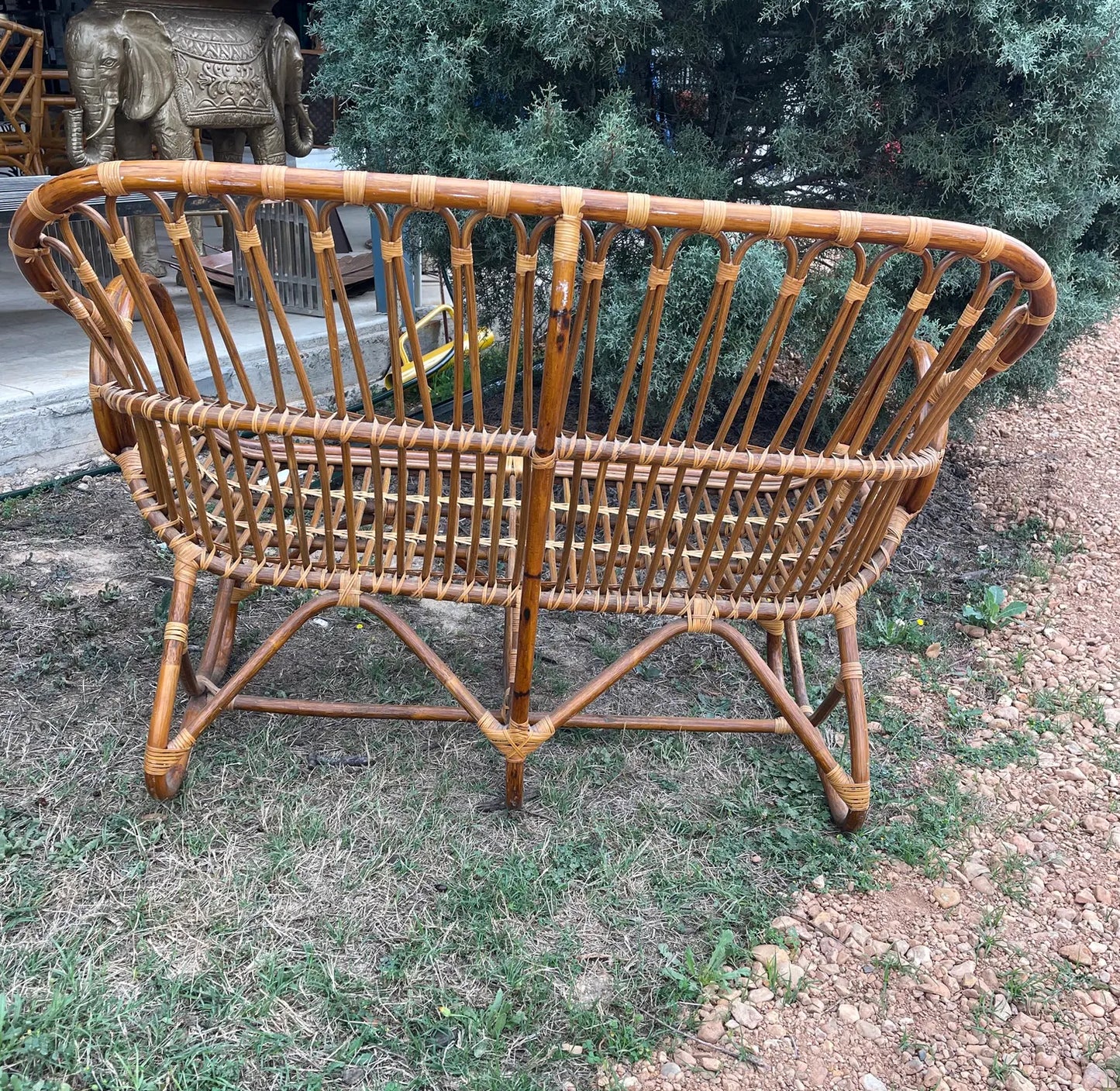 Vintage Ratan Loveseat in the Style of Franco Albini