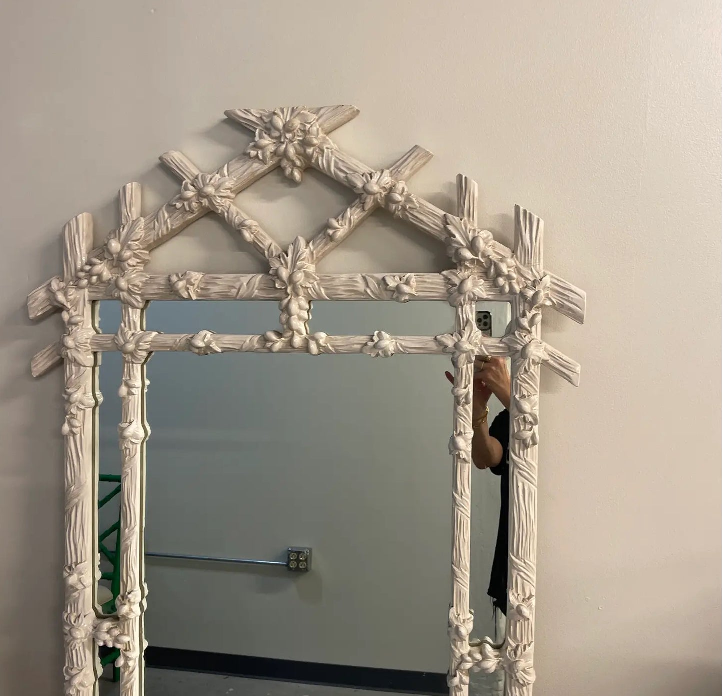 1970s Gampel-Stoll White Faux Bois Mirror