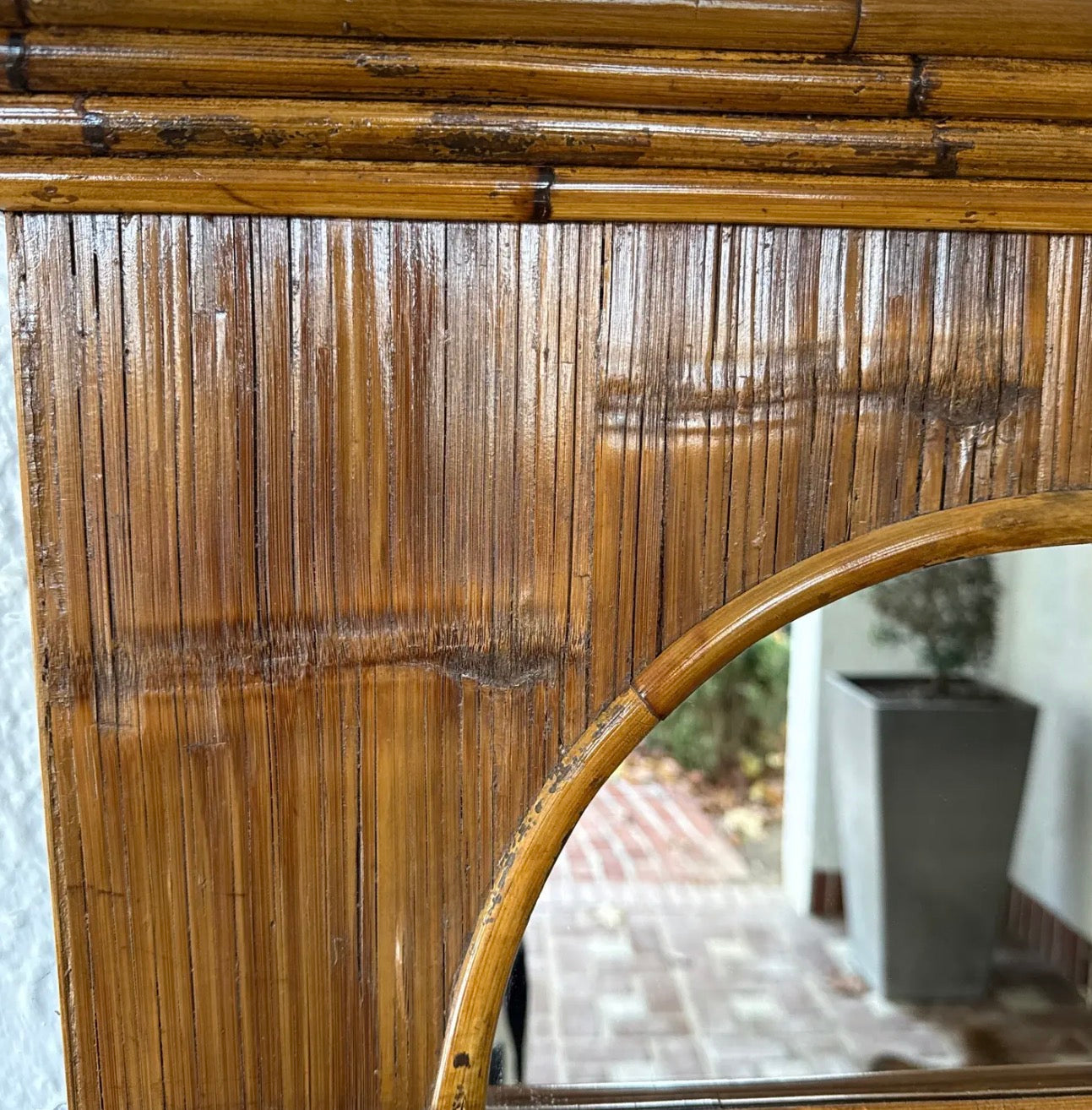 Mid- Century Modern Bamboo/Rattan Large Pier Mirror