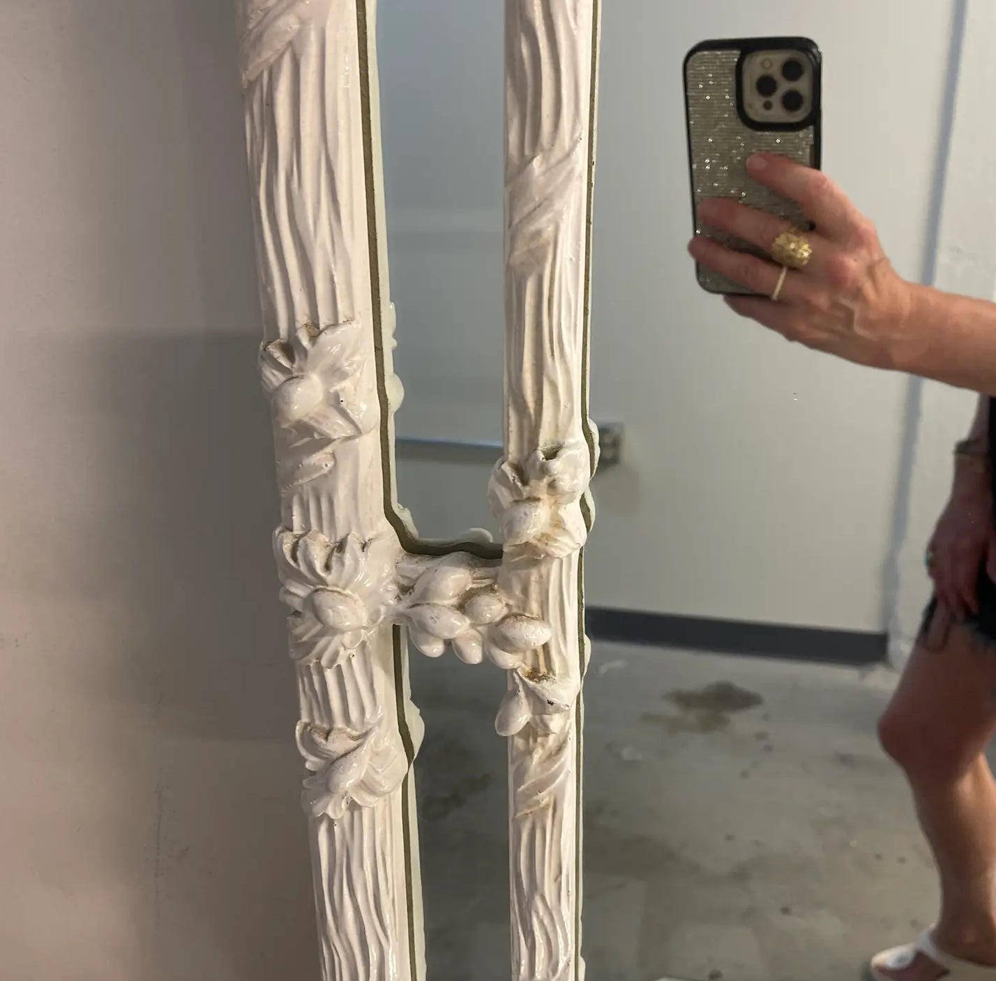 1970s Gampel-Stoll White Faux Bois Mirror