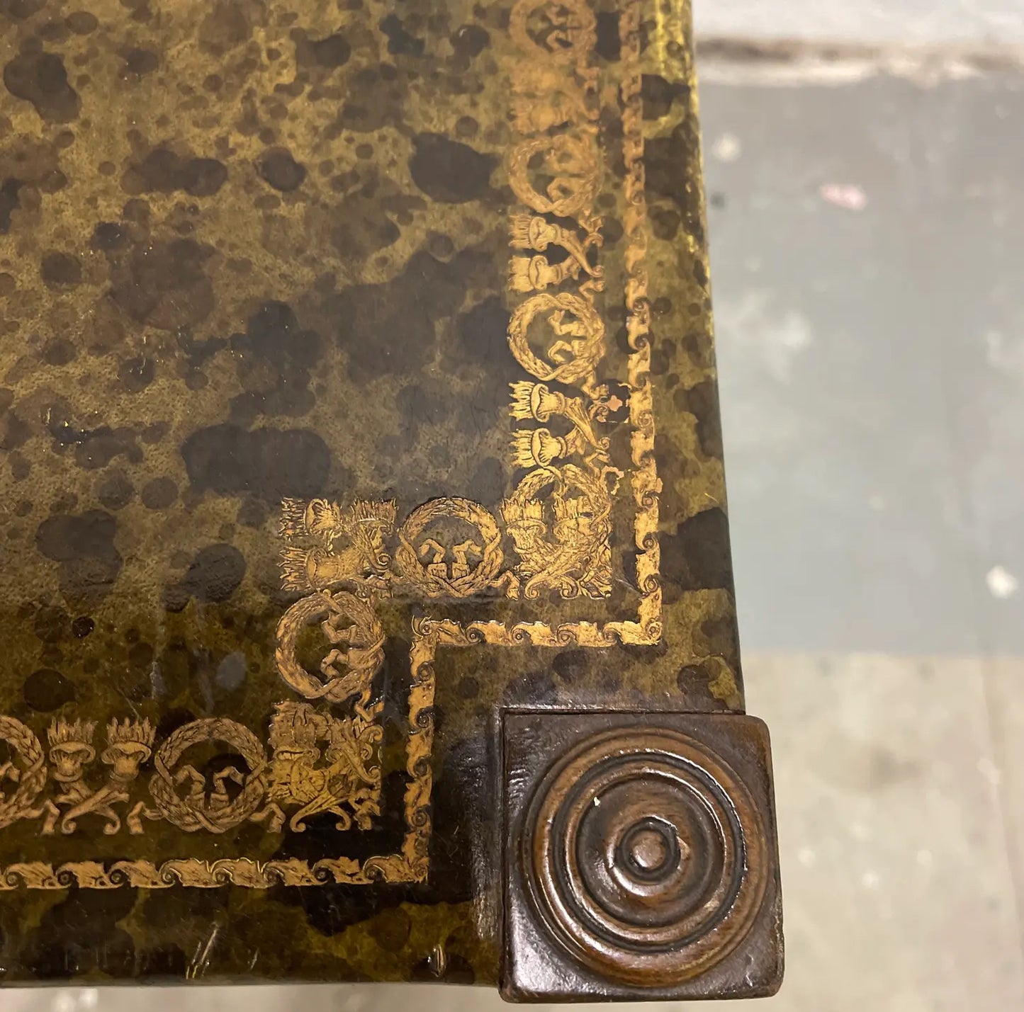 1920s Antique Barnard and Simonds Tooled Leather Card Table