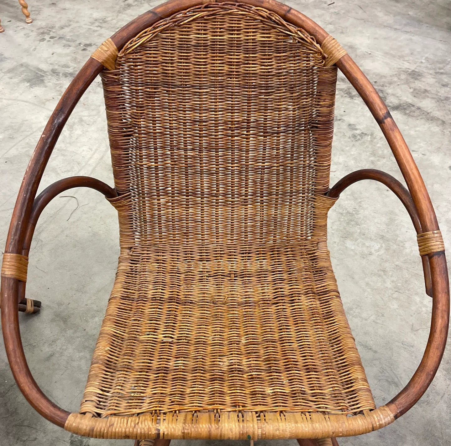 1970s Pair of Vintage Bamboo and Wicker Armchairs