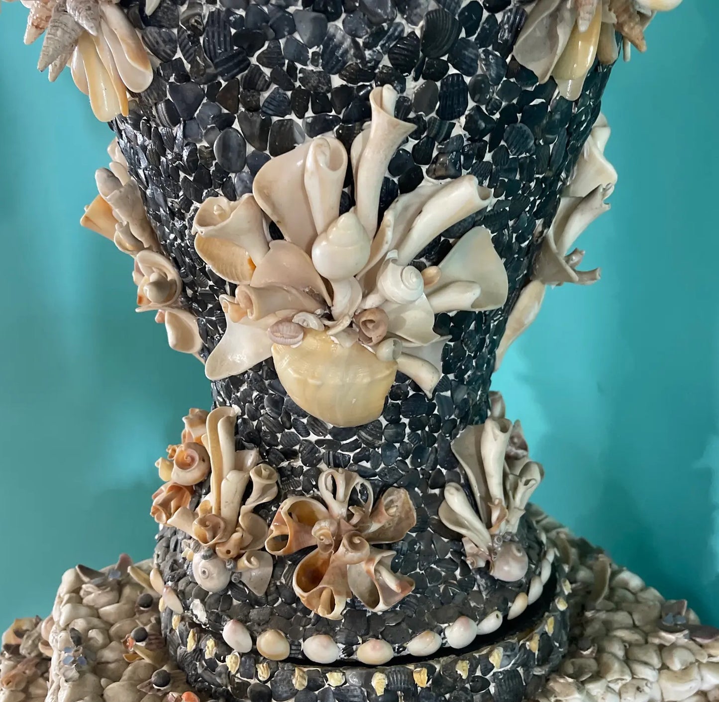 Vintage Shell Vase and Pedestal