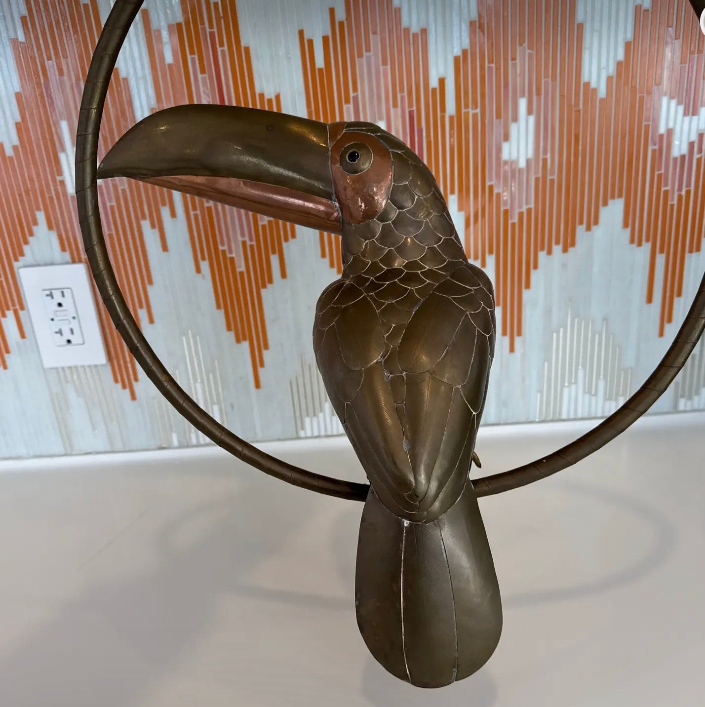 Vintage Brass and Copper Attributed Sergio Bustamante Toucan Bird