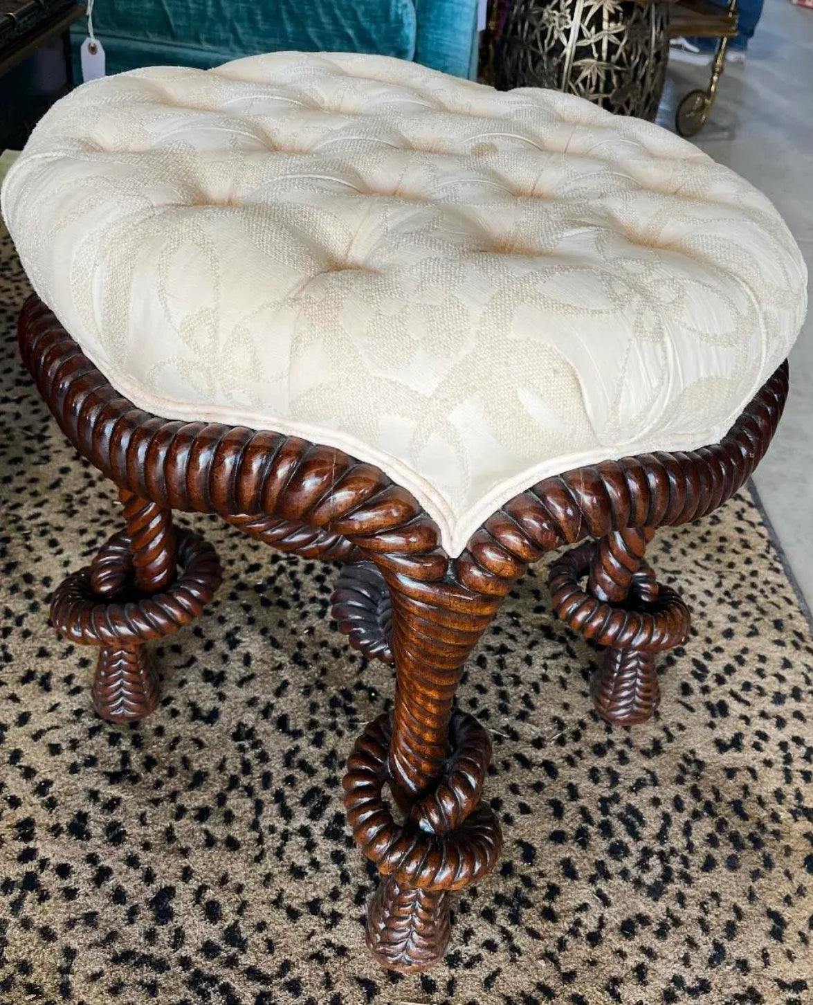 Mid 20th Century Mahogany Rope Twist Stool