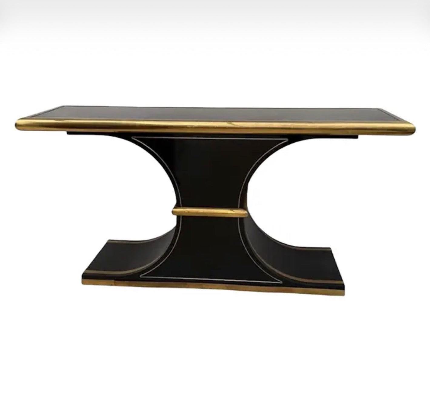 1970s Attributed to William Doezema Style for Mastercraft Black Console Table