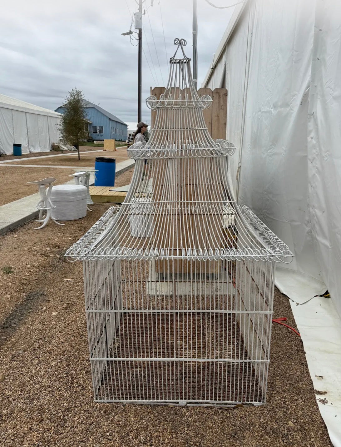 Vintage Extremely Large Pagoda Top Birdcage