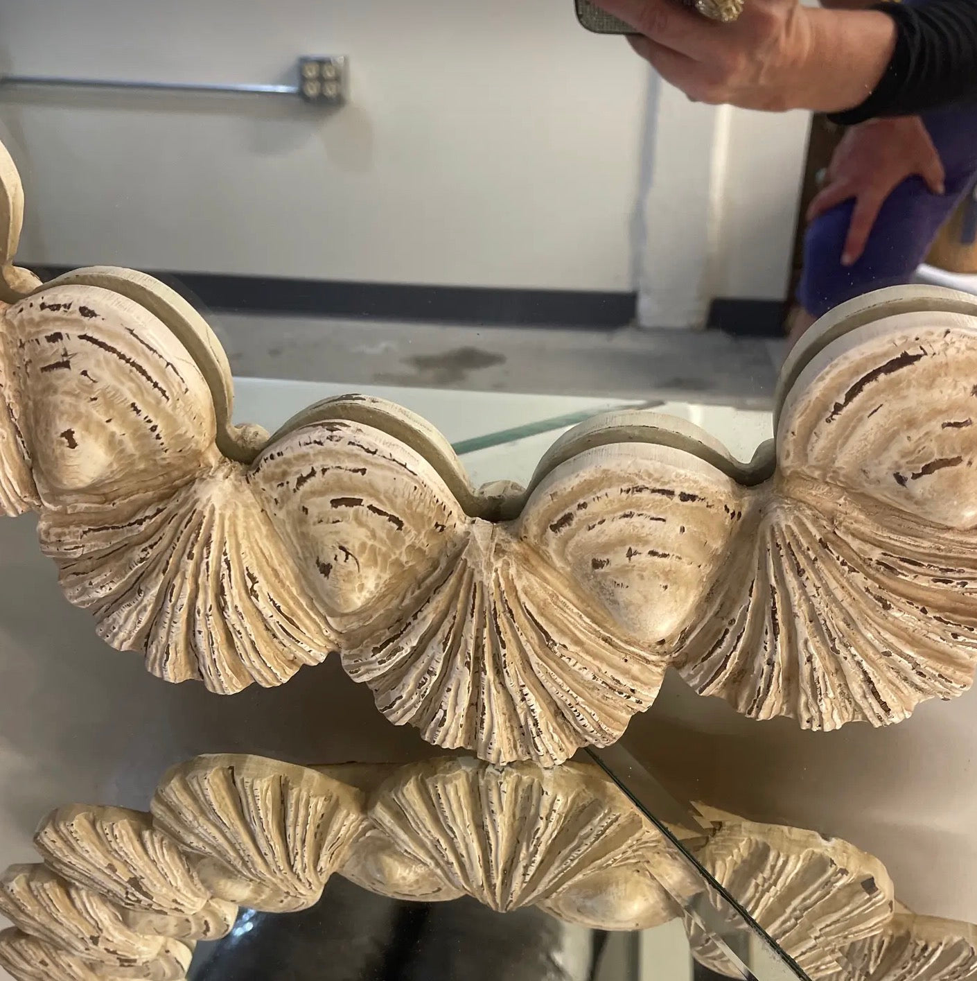 Vintage Palm Beach Mirror With Carved Scallop Shell Frame