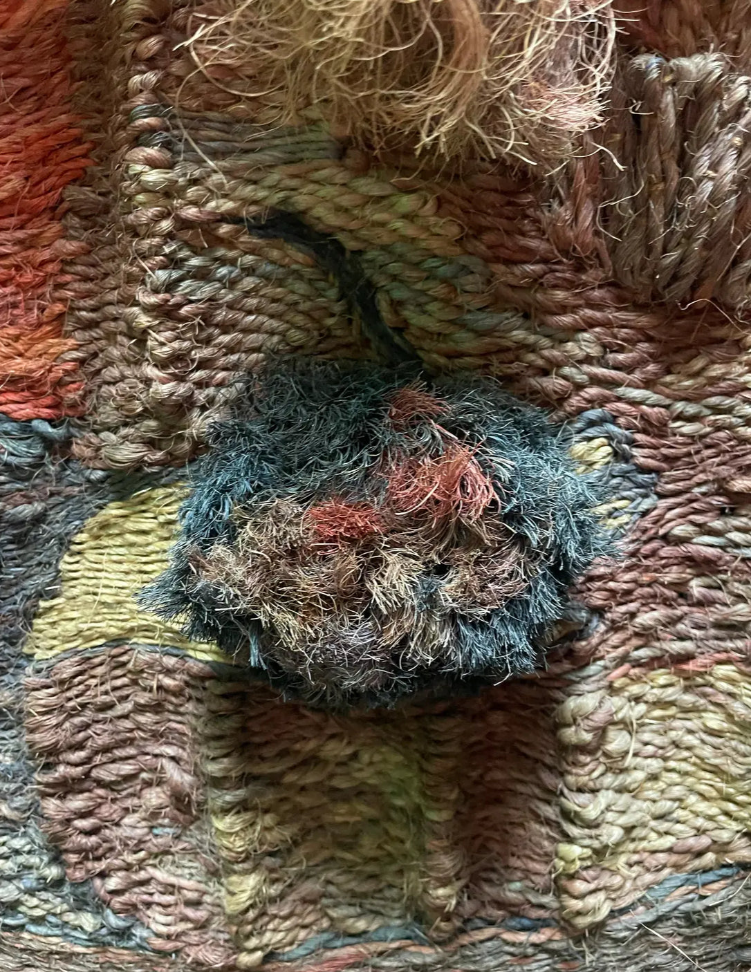 Large Mid-Century Modern Fiber Art Double Portrait by Karlo Djurovich