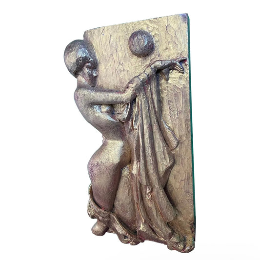 1970s A Carved Wooden Sculpture of a Woman With Gilt Surface