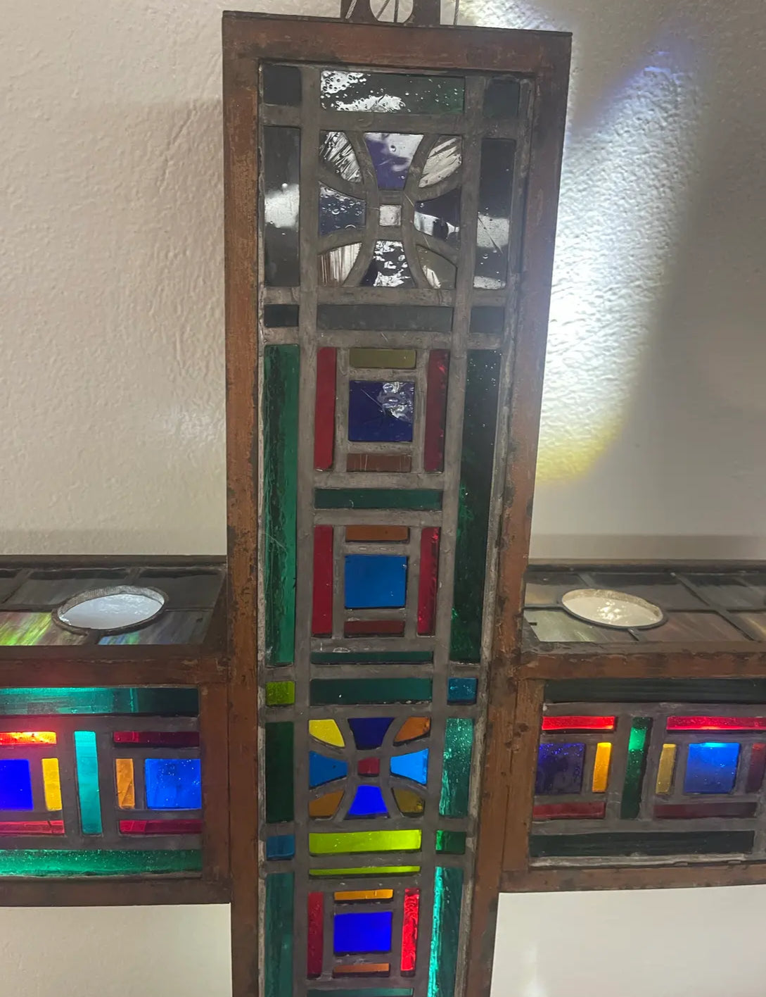 Mid 20th Century Stained Glass Three Dimensional Cross
