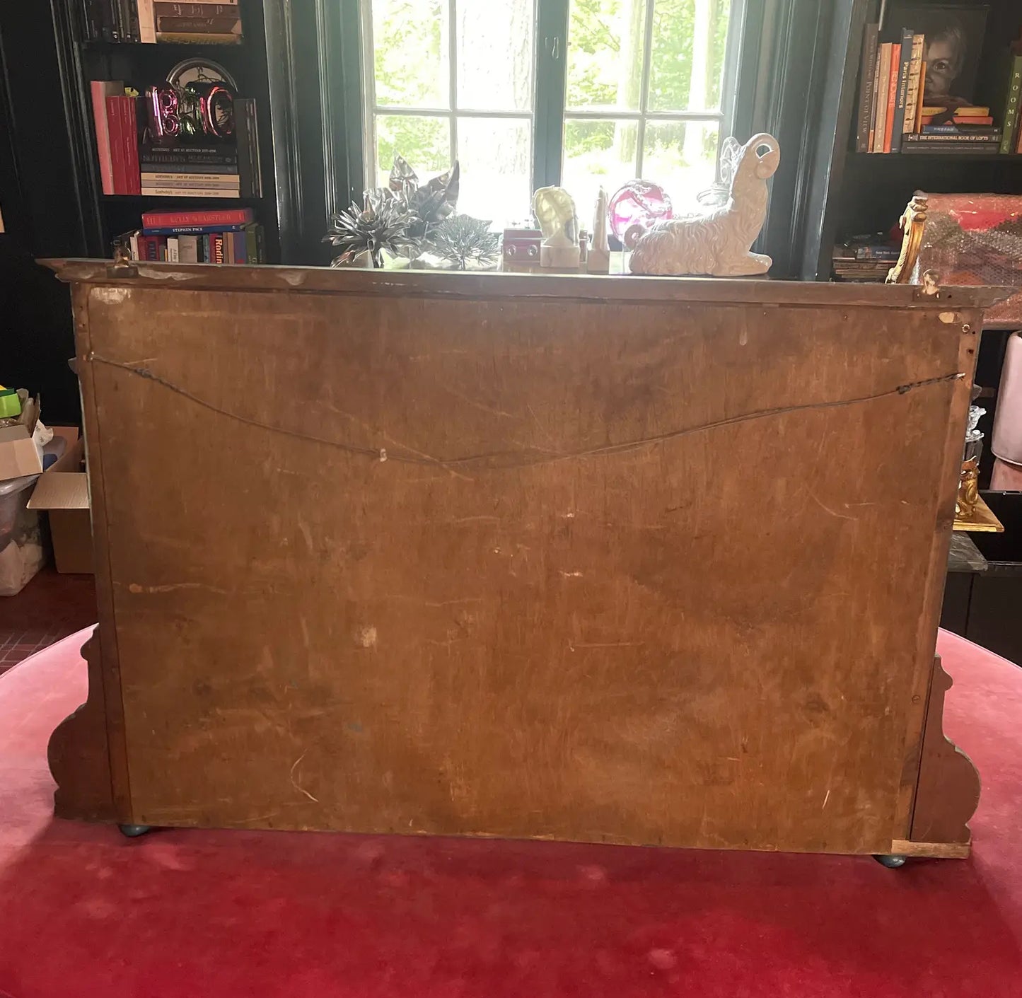 1970s Vintage Chinoiserie Overmantel Mirror With Two Shelves