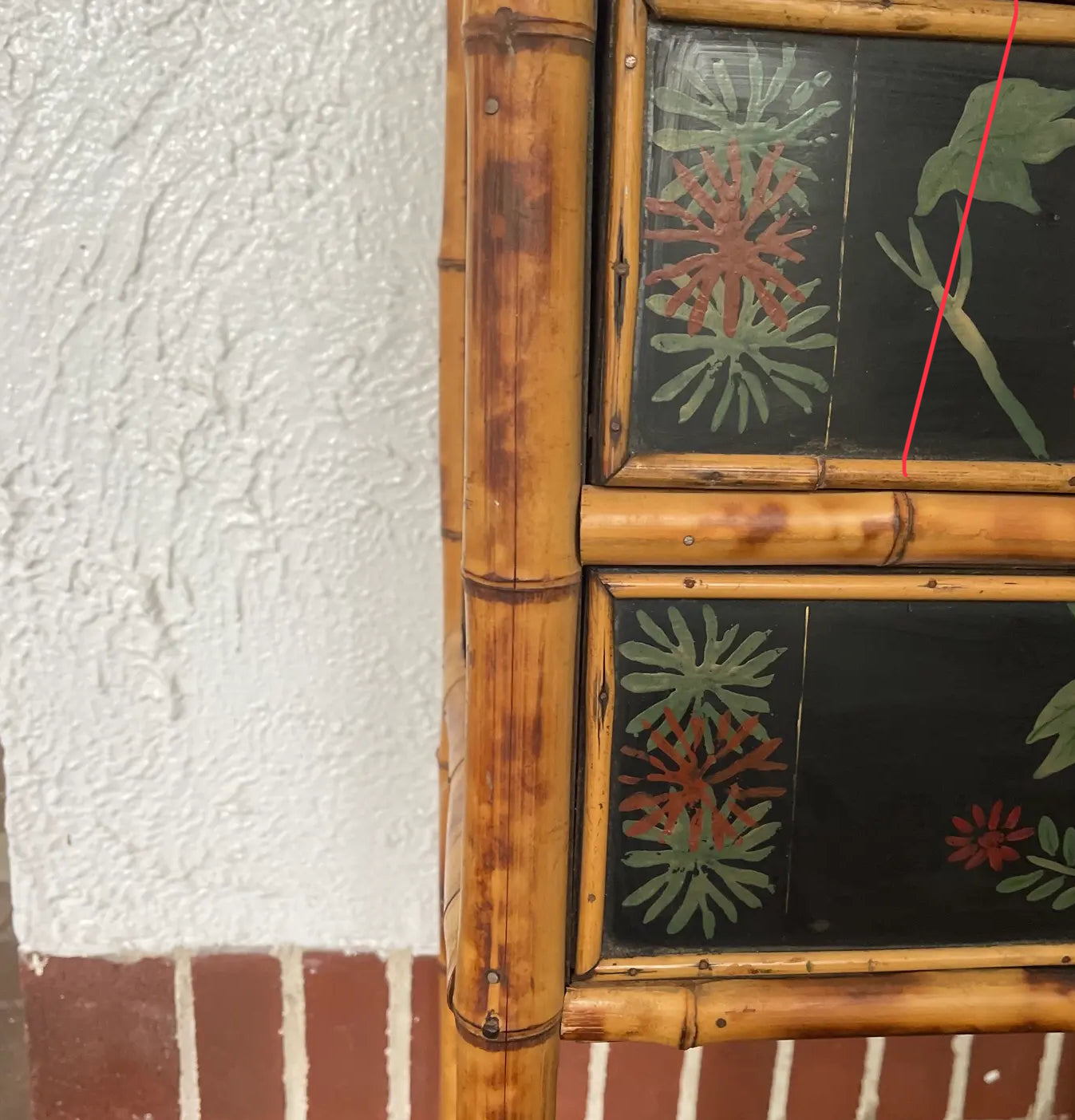 1950s Vintage English Tortoise Bamboo Slant Front Desk