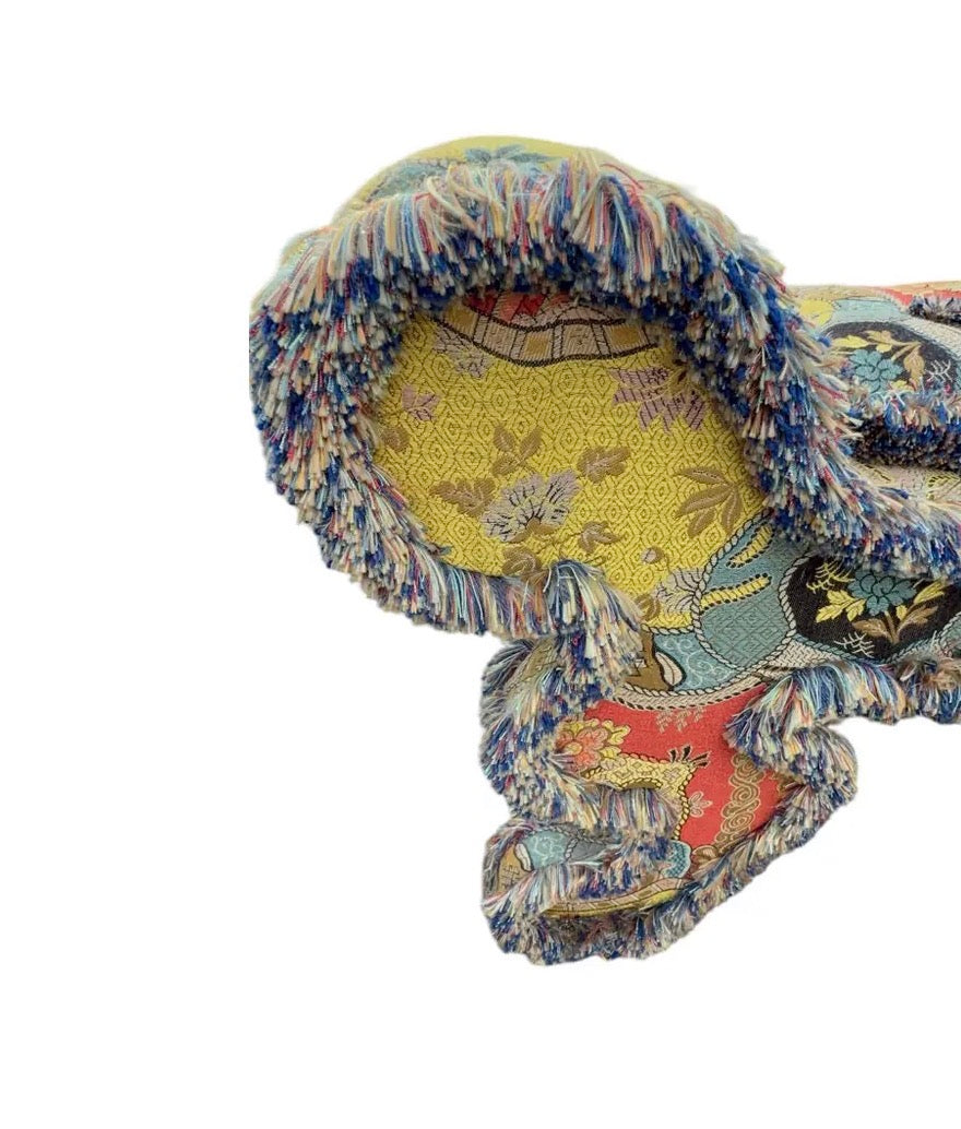 1980s Upholstered Tapestry Stool with Fringe
