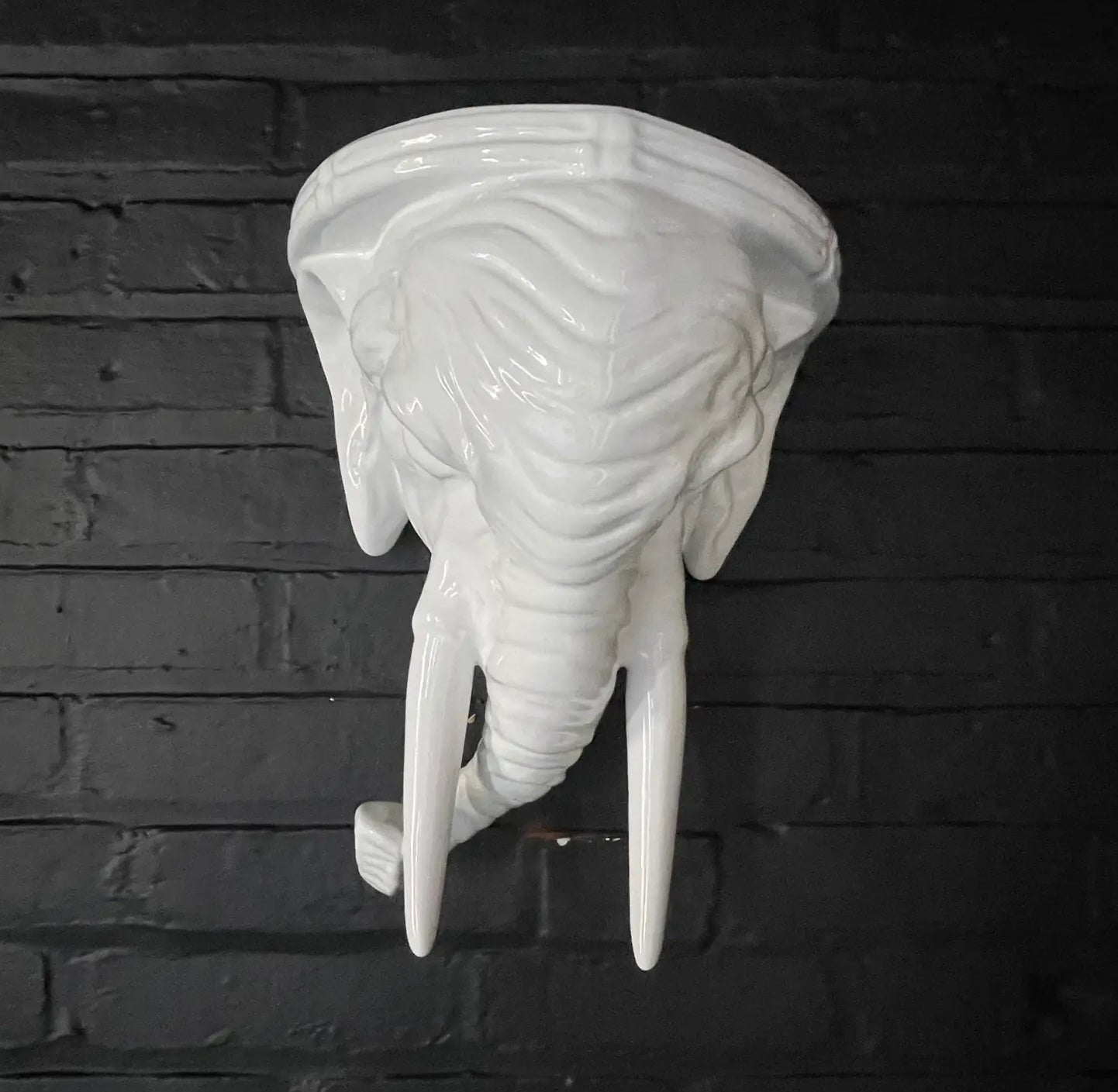Pair of 1970s Palm Beach Regency Elephant Ceramic Wall Brackets