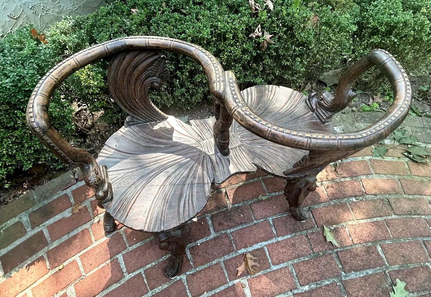 Mid 20th Century Italian Carved Grotto Bench