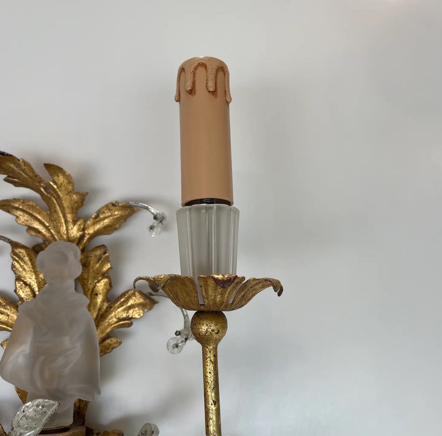 Pair of 1960s Crystal Chinoiserie Wall Sconces Attributed to Sherle Wagner