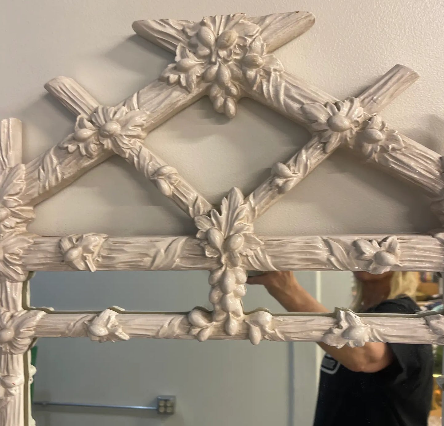 1970s Gampel-Stoll White Faux Bois Mirror