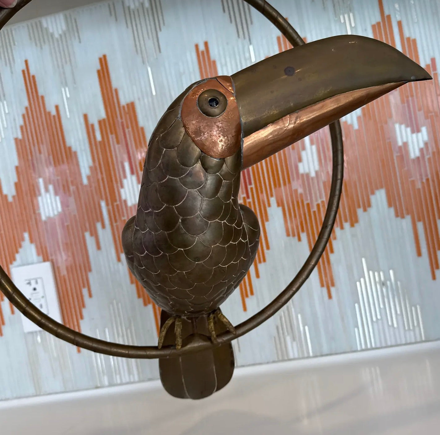 Vintage Brass and Copper Attributed Sergio Bustamante Toucan Bird