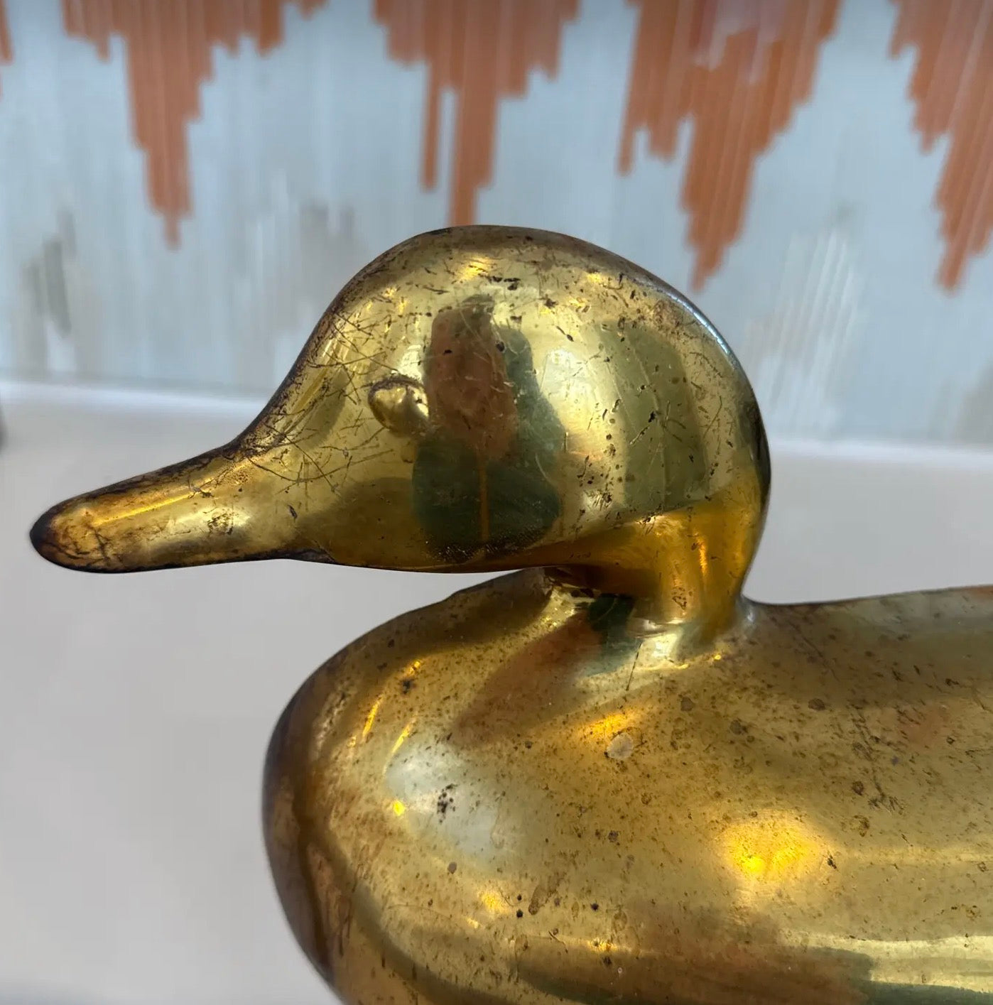 Pair of Vintage Brass Duck Andirons