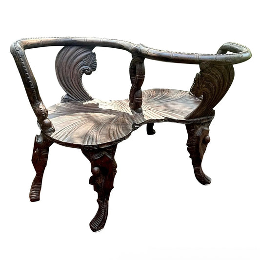 Mid 20th Century Italian Carved Grotto Bench