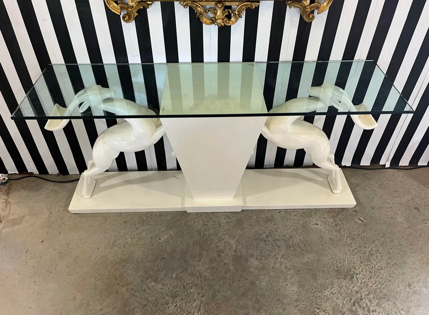 1980s Hollywood Regency Jumping Gazelle Console Table
