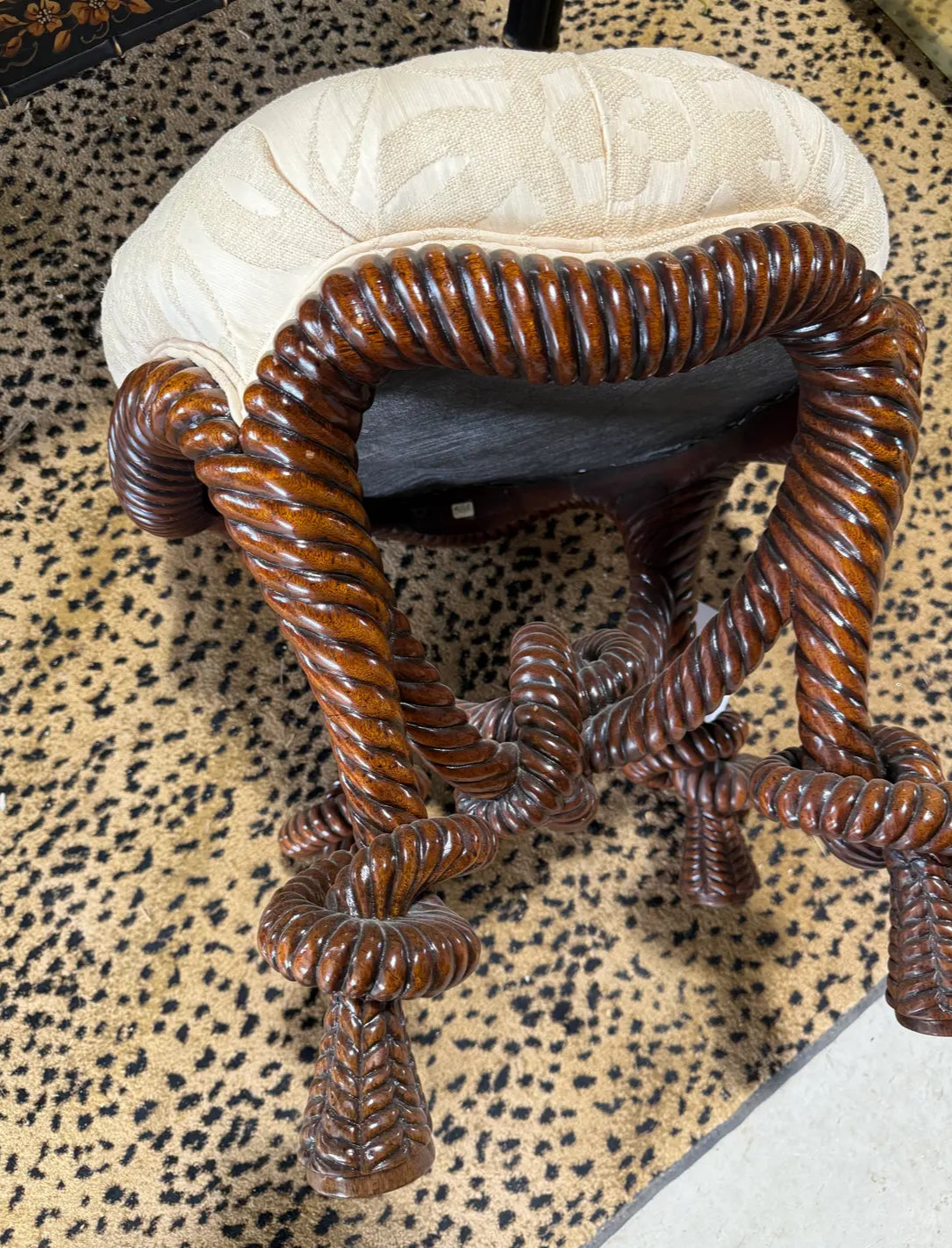 Mid 20th Century Mahogany Rope Twist Stool