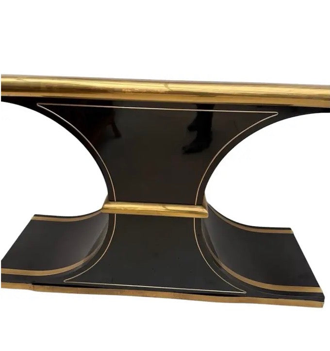 1970s Attributed to William Doezema Style for Mastercraft Black Console Table