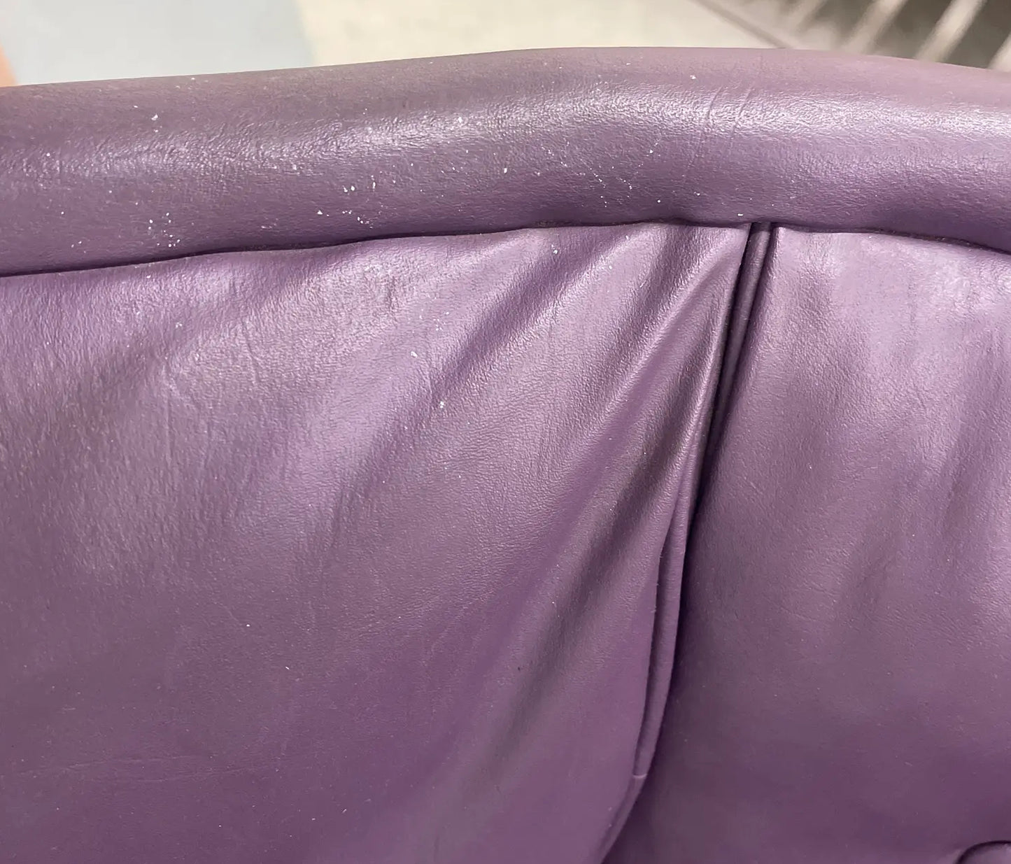 Mid 20th Century Vintage Purple Leather & Teak 3 Piece Sectional Sofa