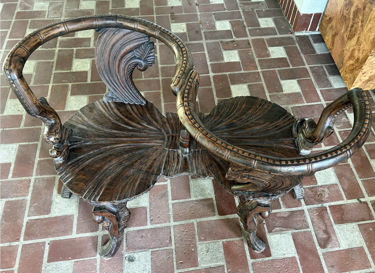 Mid 20th Century Italian Carved Grotto Bench