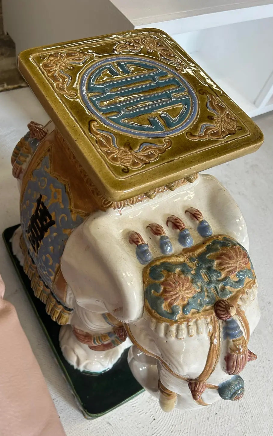 Vintage Asian Ceramic Elephant Garden Stool