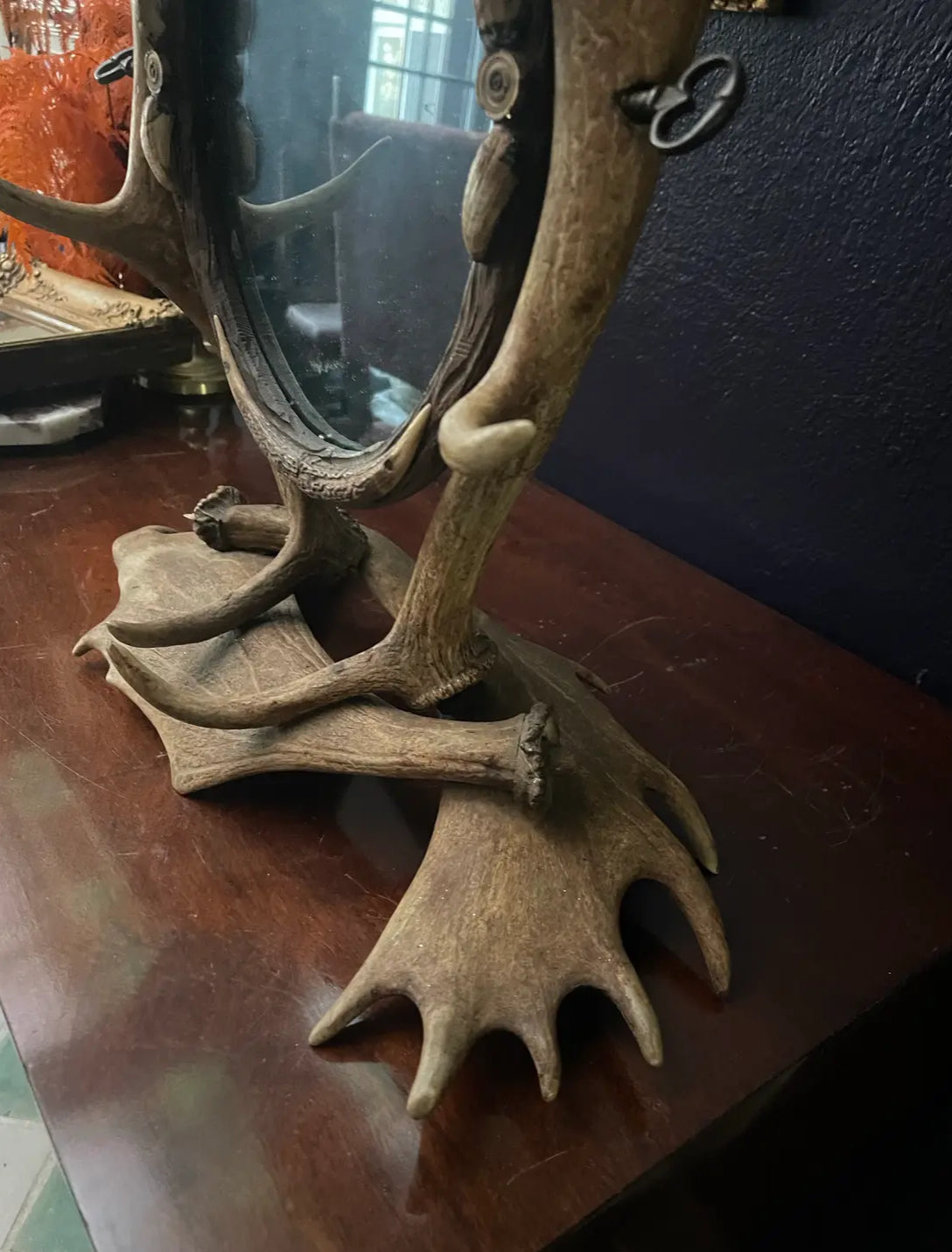 Early 20th Century Antler Vanity Mirror