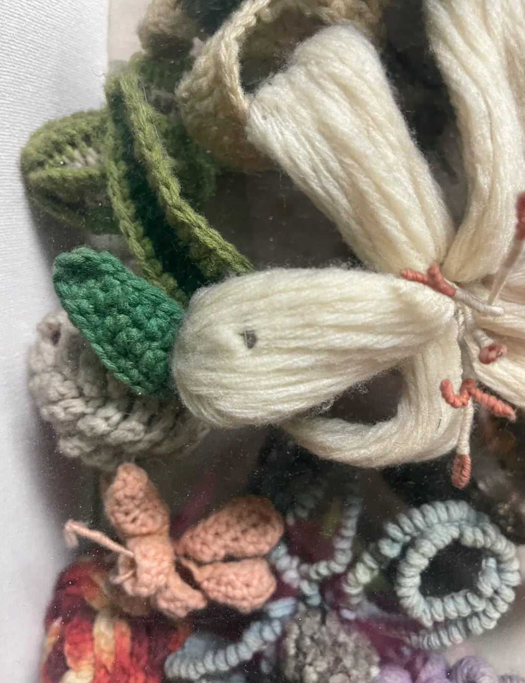 Late 19th Century Victorian Felt Art Memorial Wreath in Shadow Box