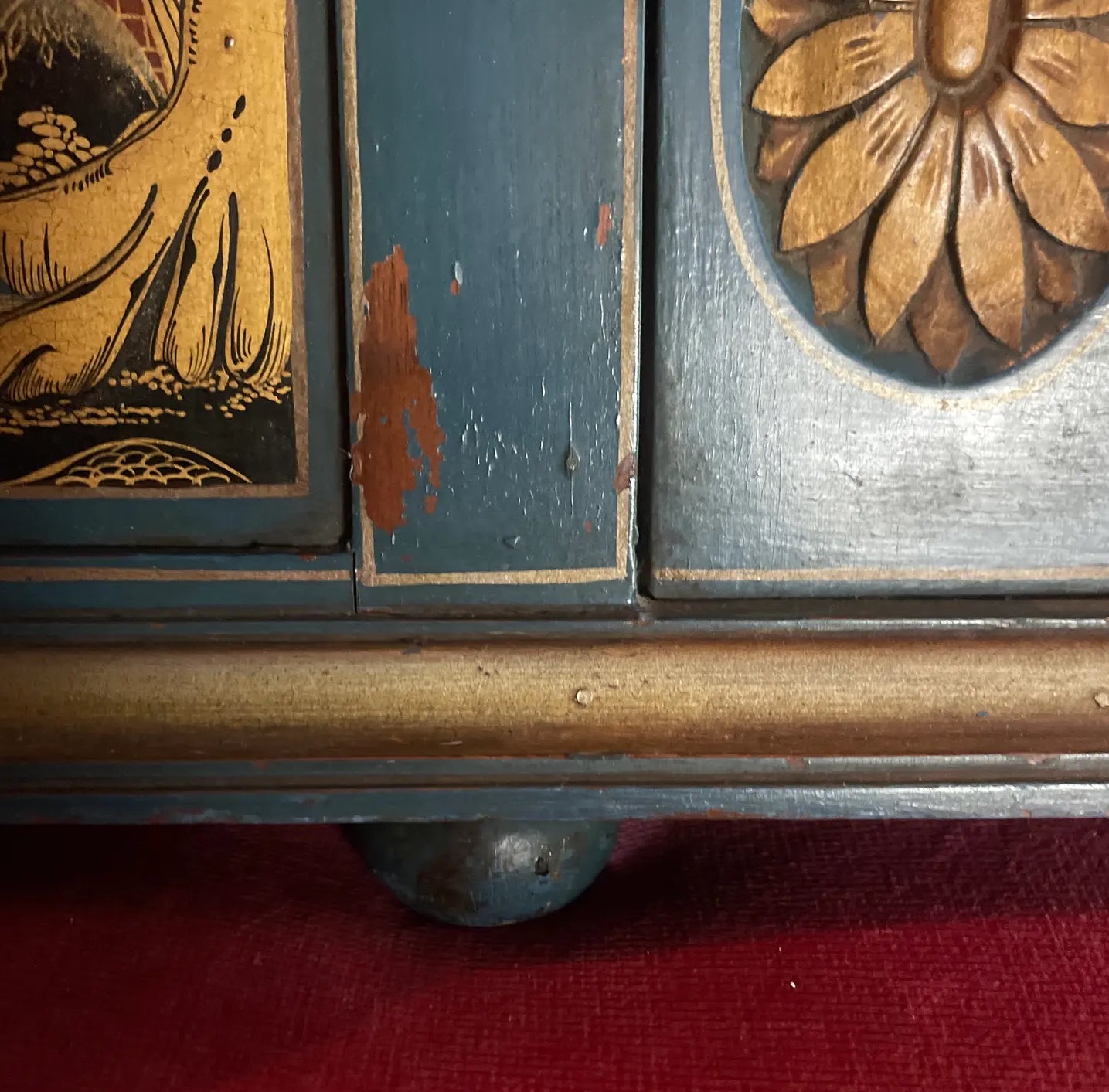 1970s Vintage Chinoiserie Overmantel Mirror With Two Shelves