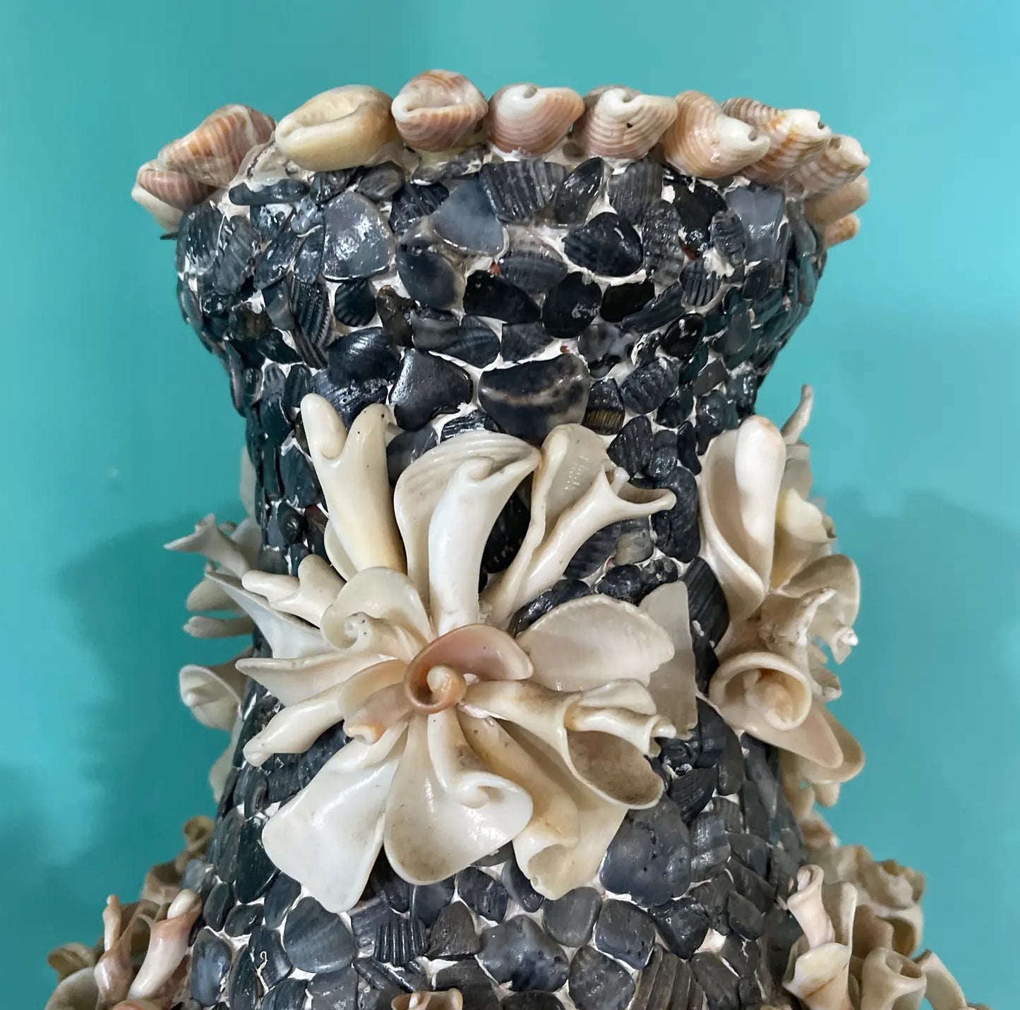 Vintage Shell Vase and Pedestal