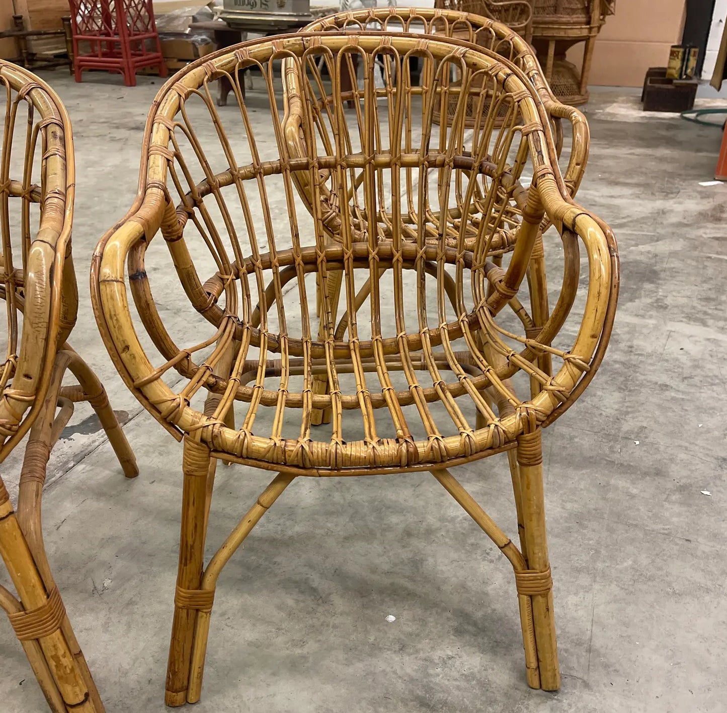 Vintage Rattan Armchairs - Set of 4