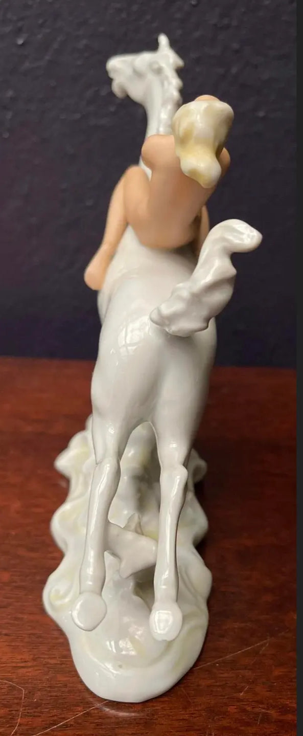 1940s Schaubach-Kunst Ceramic Statue of a Nude on Horseback