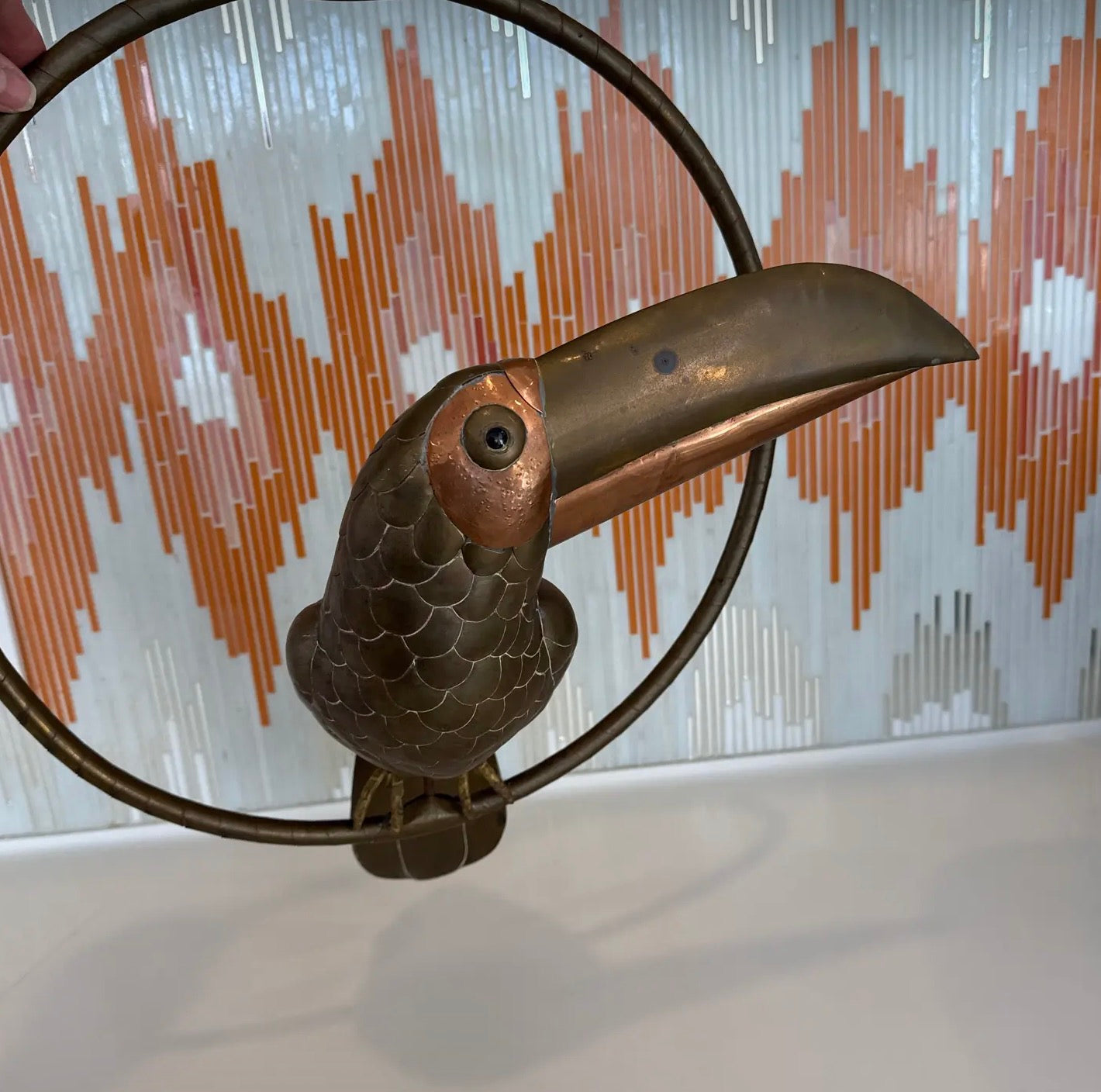 Vintage Brass and Copper Attributed Sergio Bustamante Toucan Bird