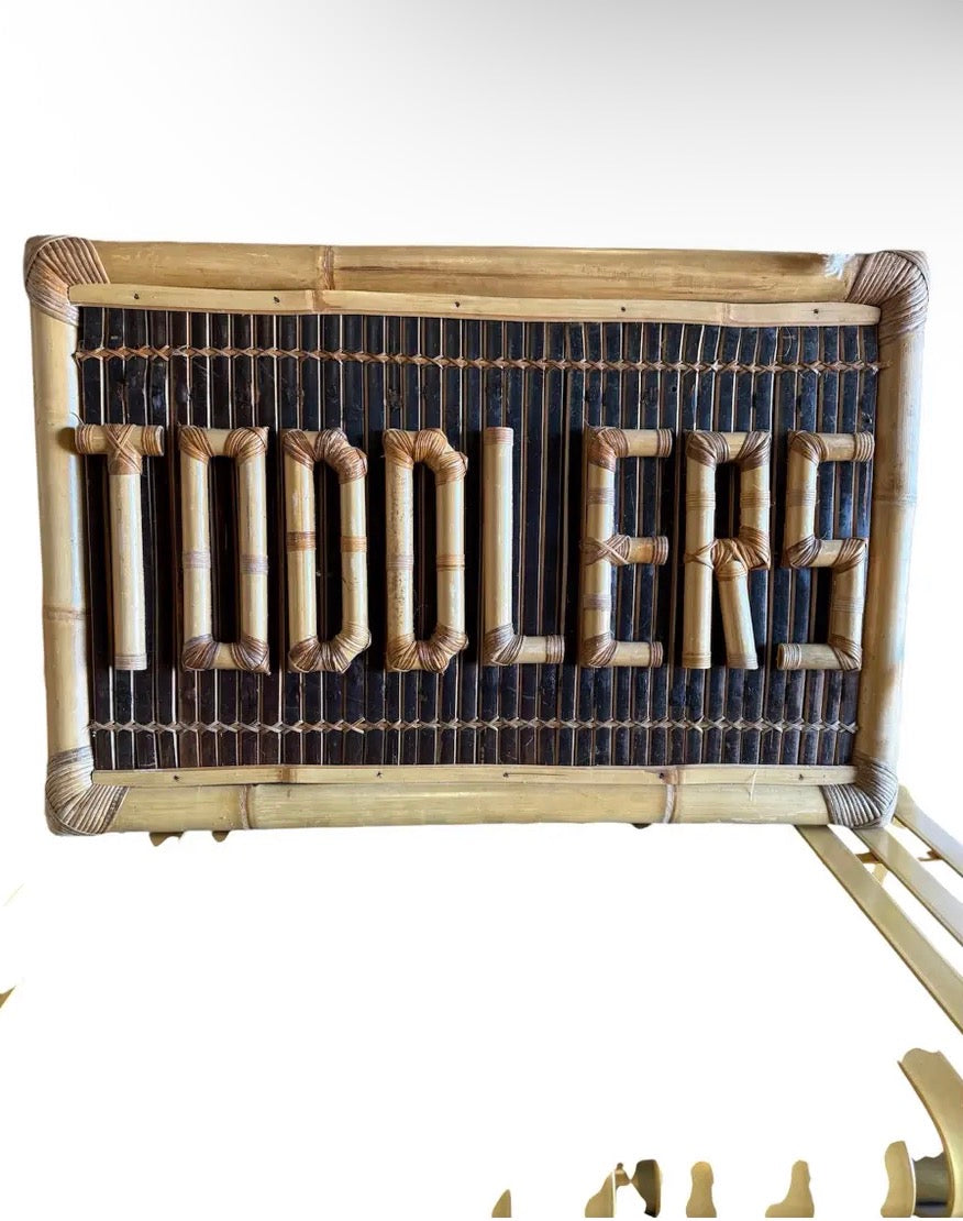 Vintage Coastal Split Rattan "Toddler" Sign