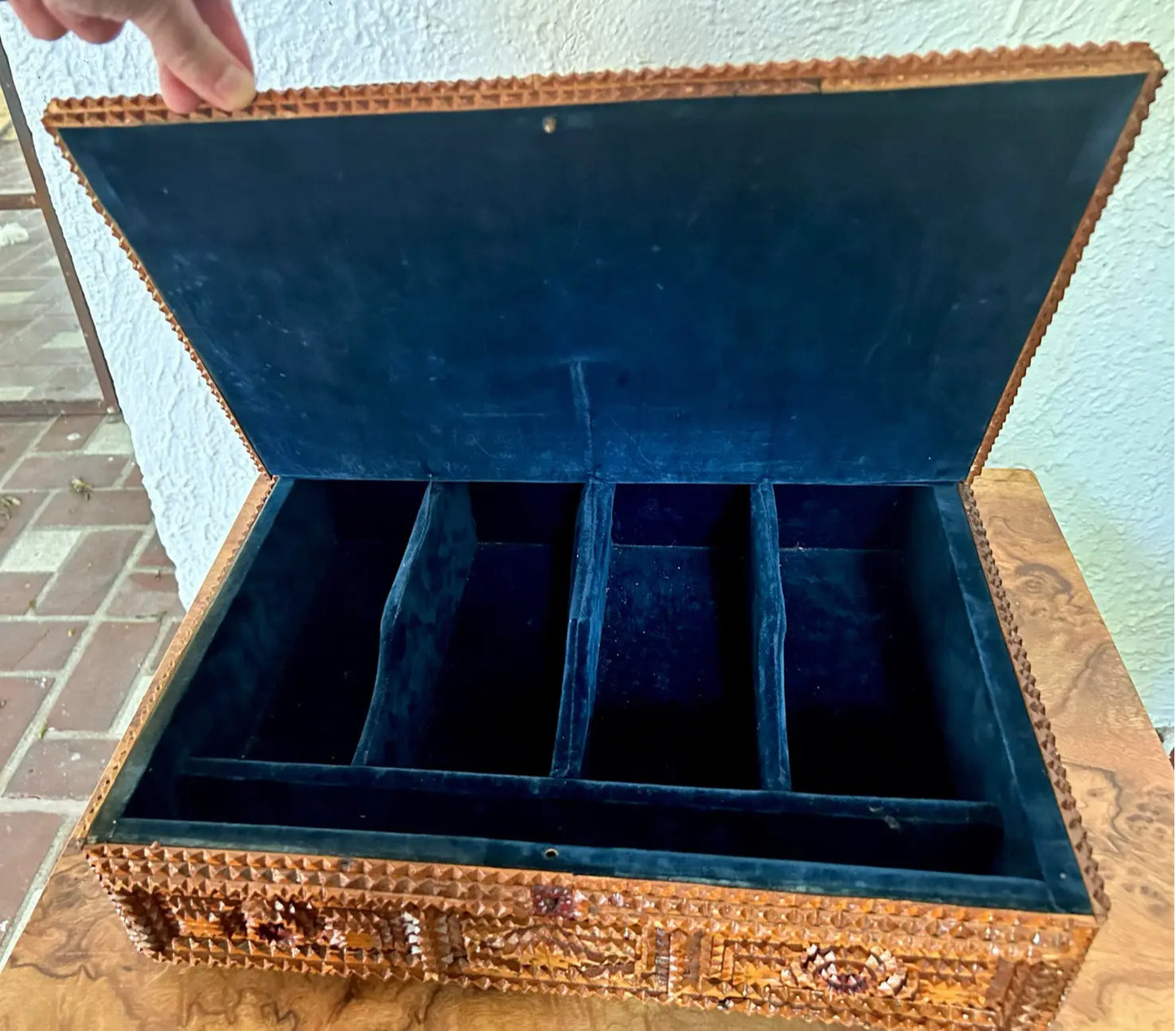 1910s German Tramp Art Flatware Storage Box