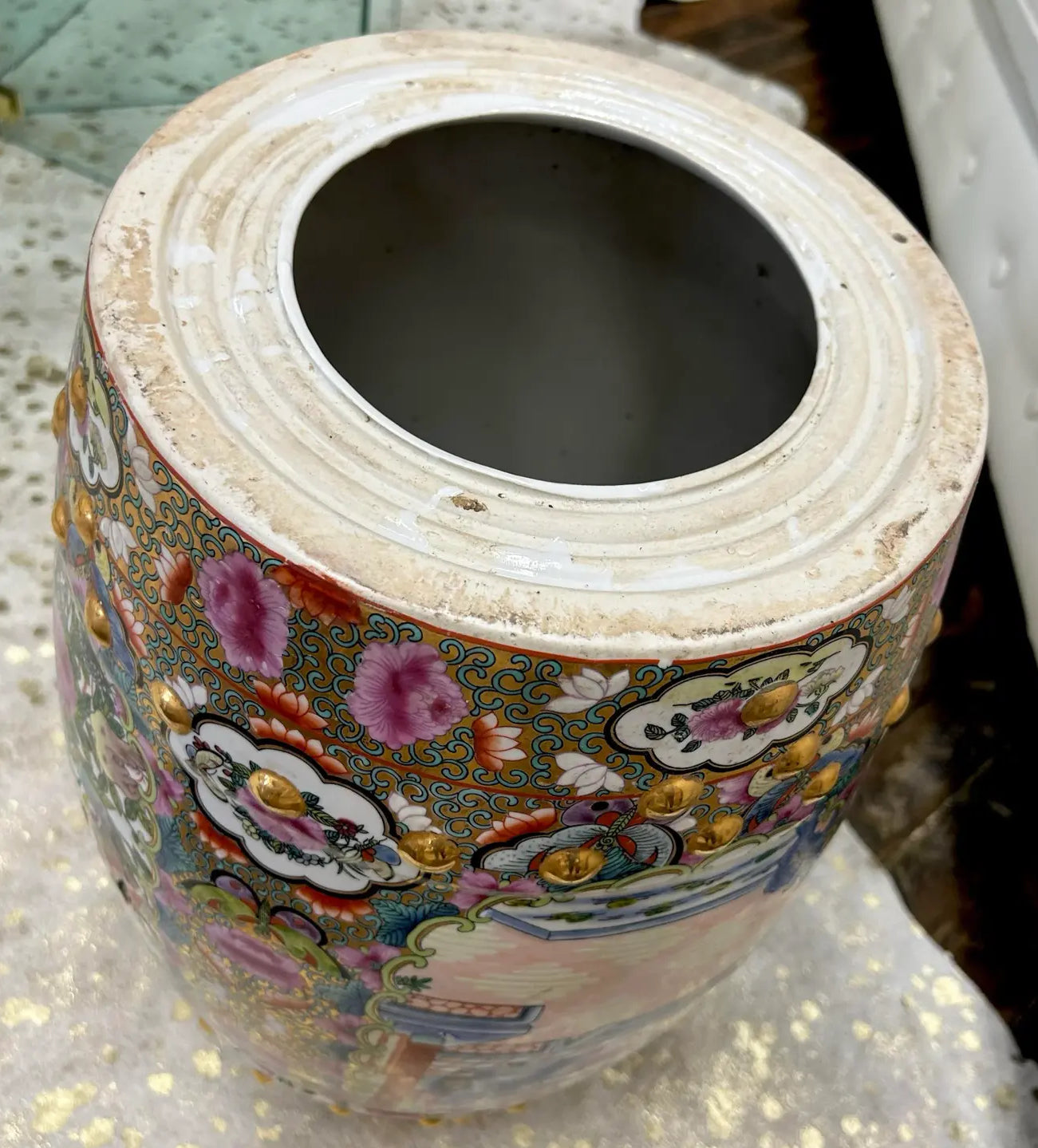 1960s Ceramic Asian Vintage Garden Stool