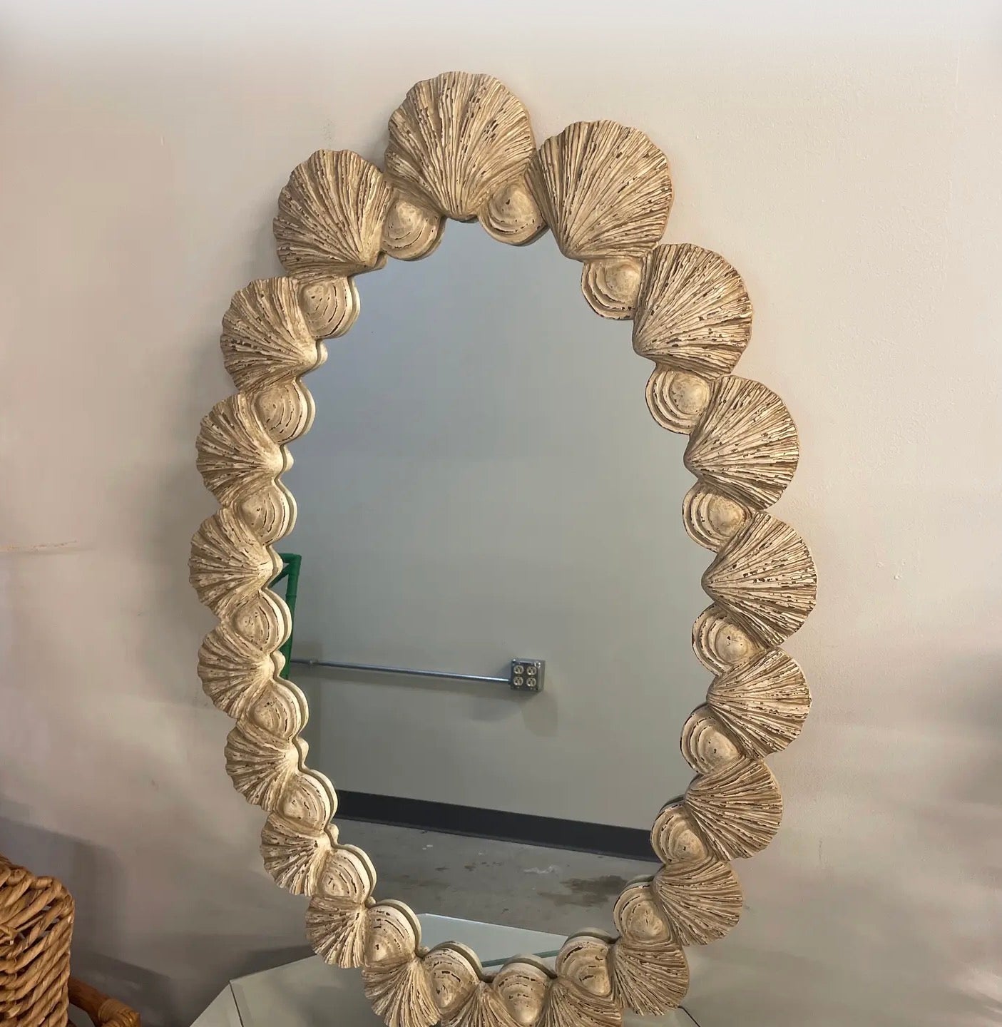 Vintage Palm Beach Mirror With Carved Scallop Shell Frame