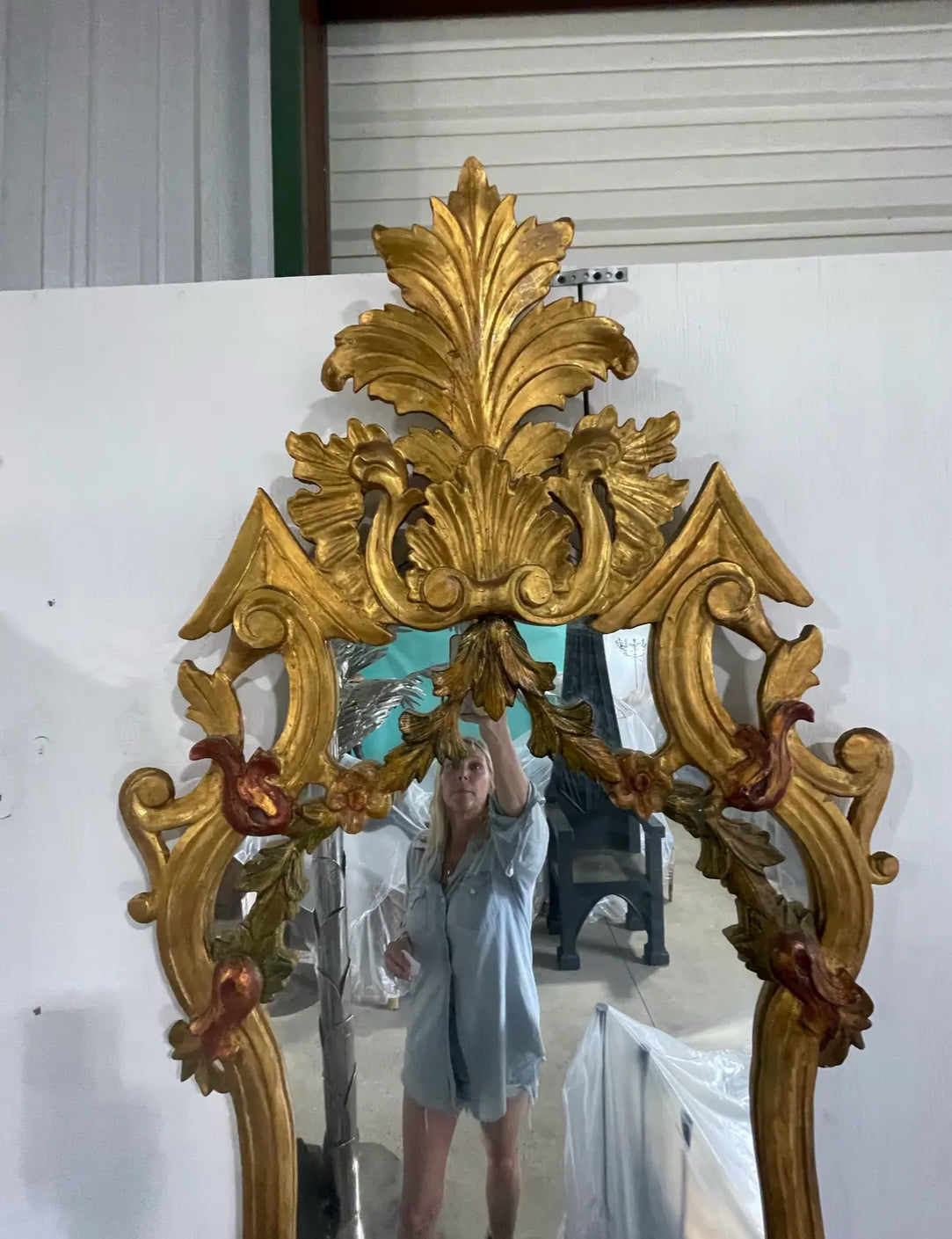 Pair of 1960s Spanish Carved Gilt Mirrors